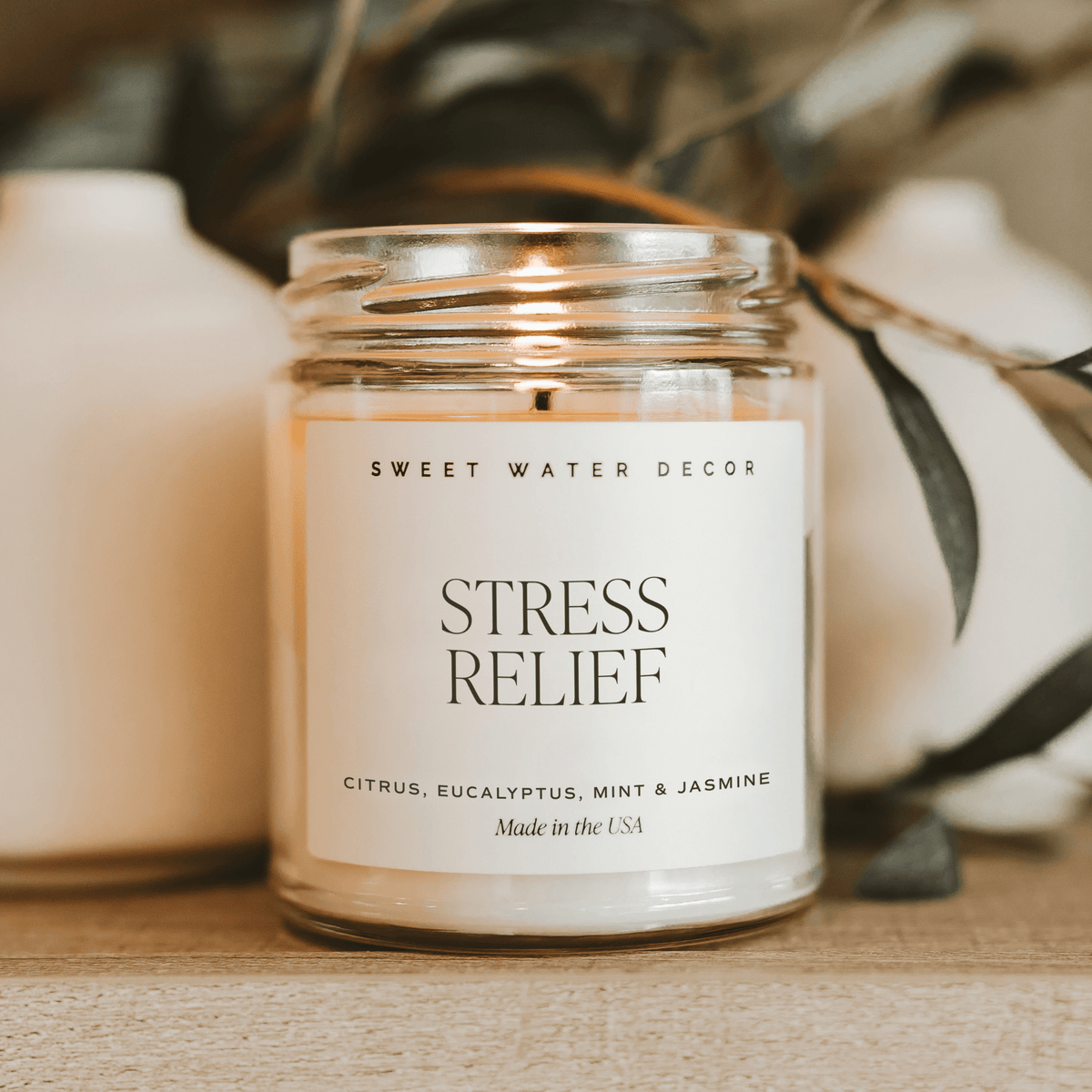 Stress Relief Soy Candle - Clear Jar - 9 oz - Sweet Water Decor, view 4