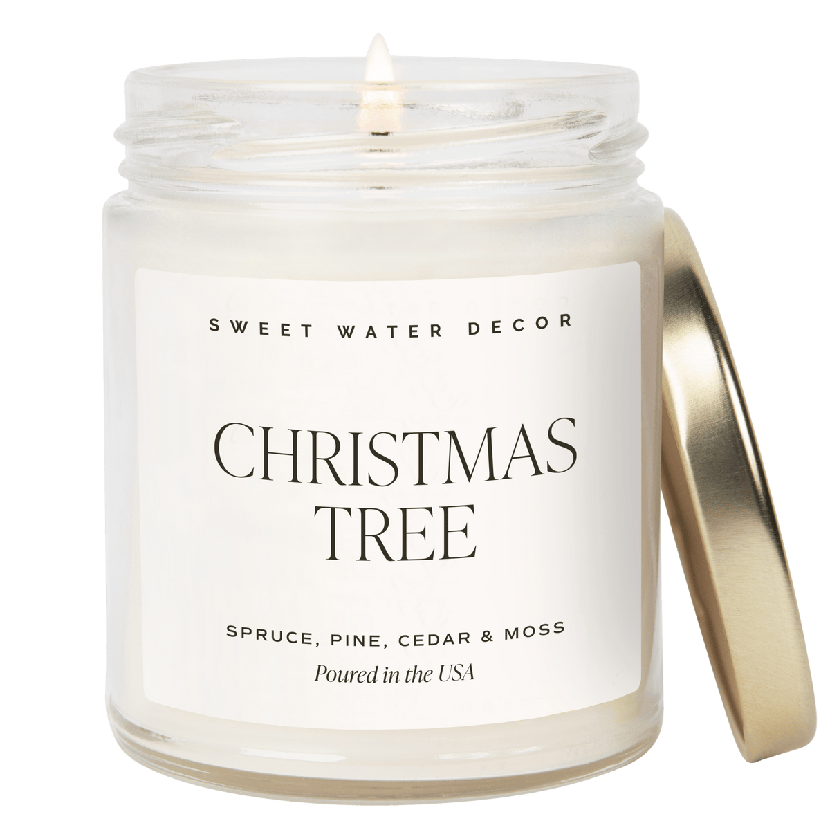 Christmas Tree Soy Candle - Clear Jar - 9 oz - Sweet Water Decor