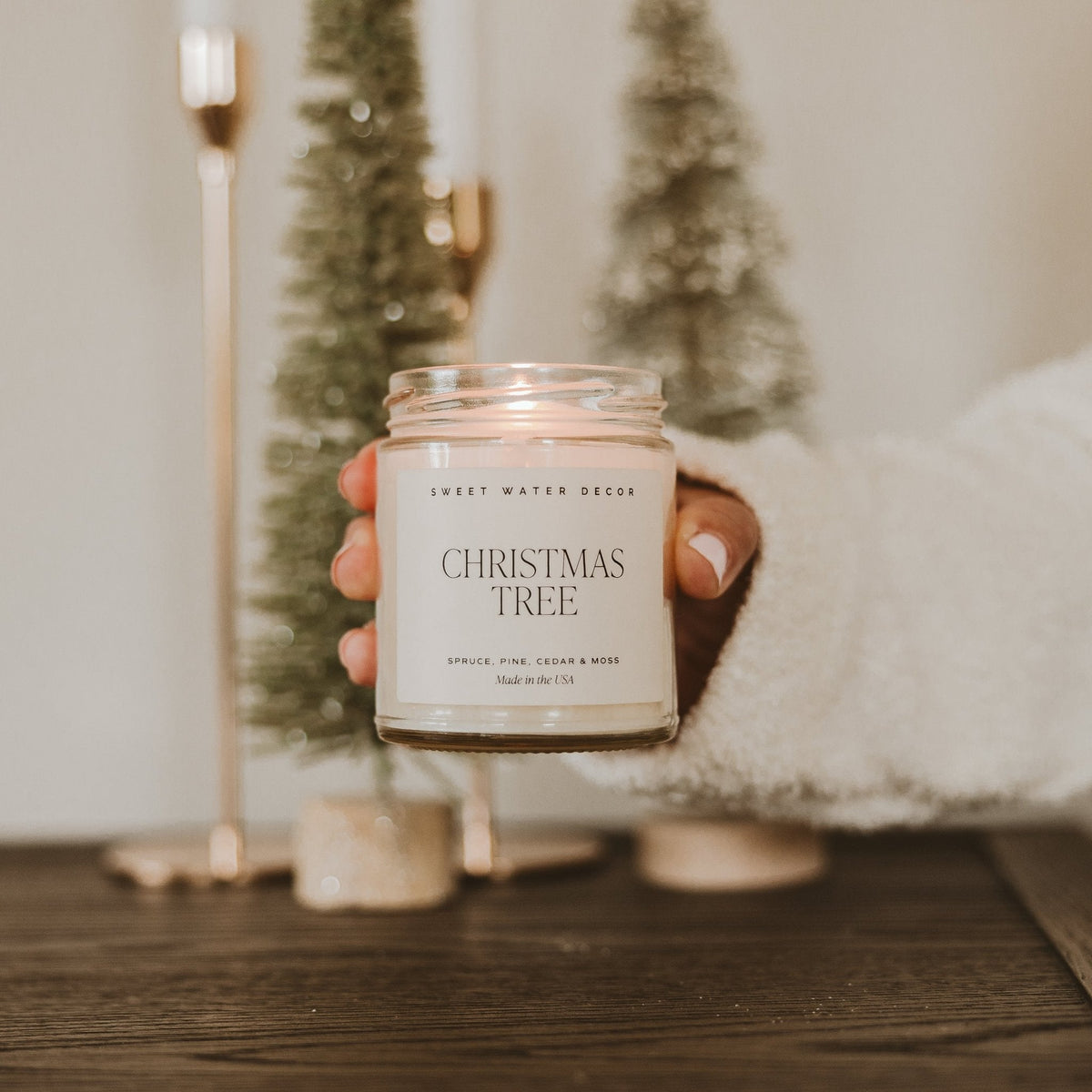 Christmas Tree Soy Candle - Clear Jar - 9 oz - Sweet Water Decor, view 4