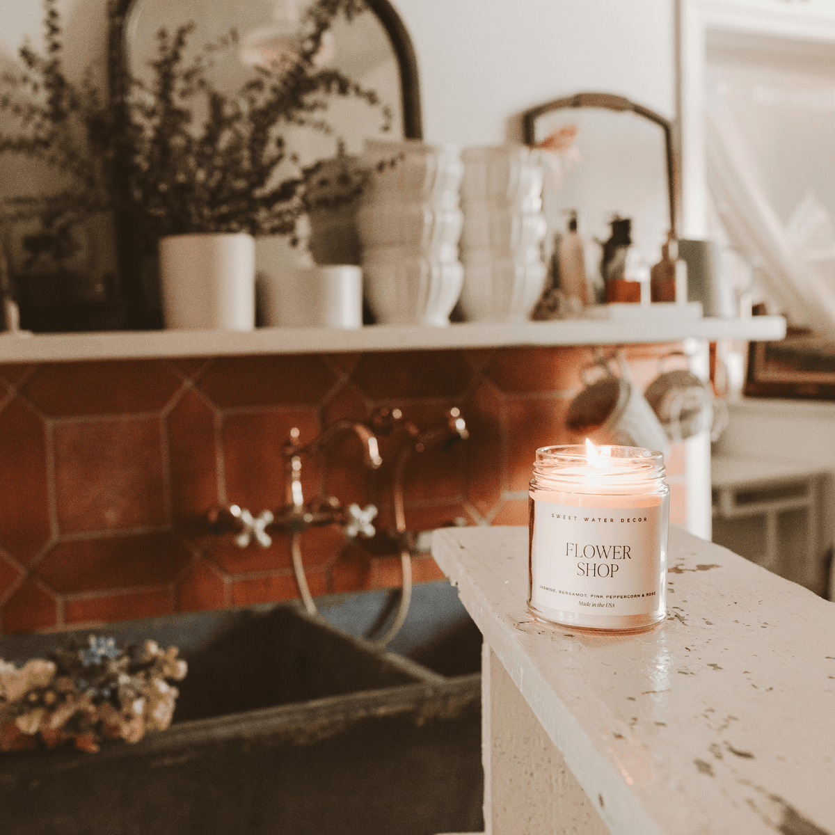 Flower Shop Soy Candle - Clear Jar - 9 oz - Sweet Water Decor, view 4