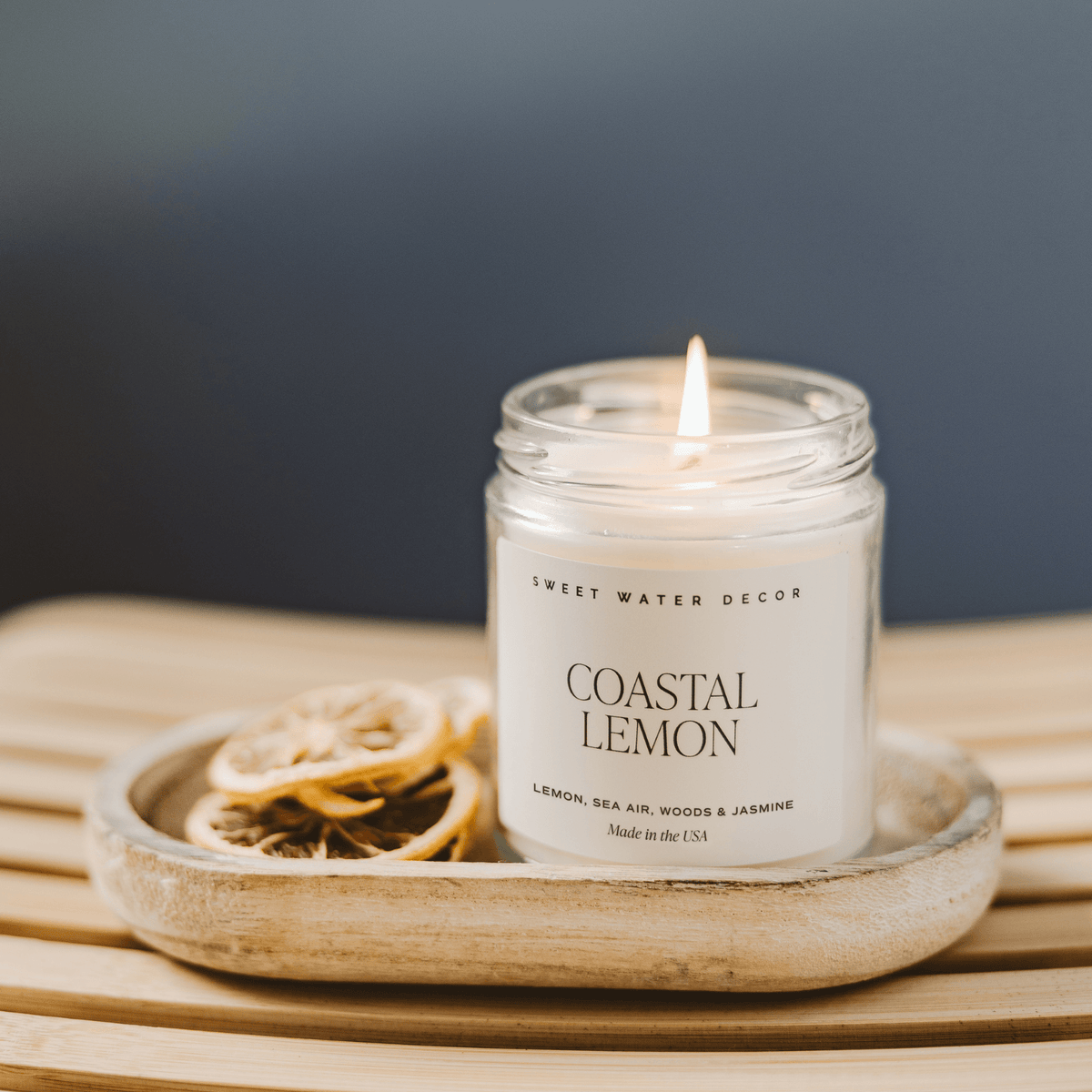 Coastal Lemon Soy Candle - Clear Jar - 9 oz - Sweet Water Decor, view 2