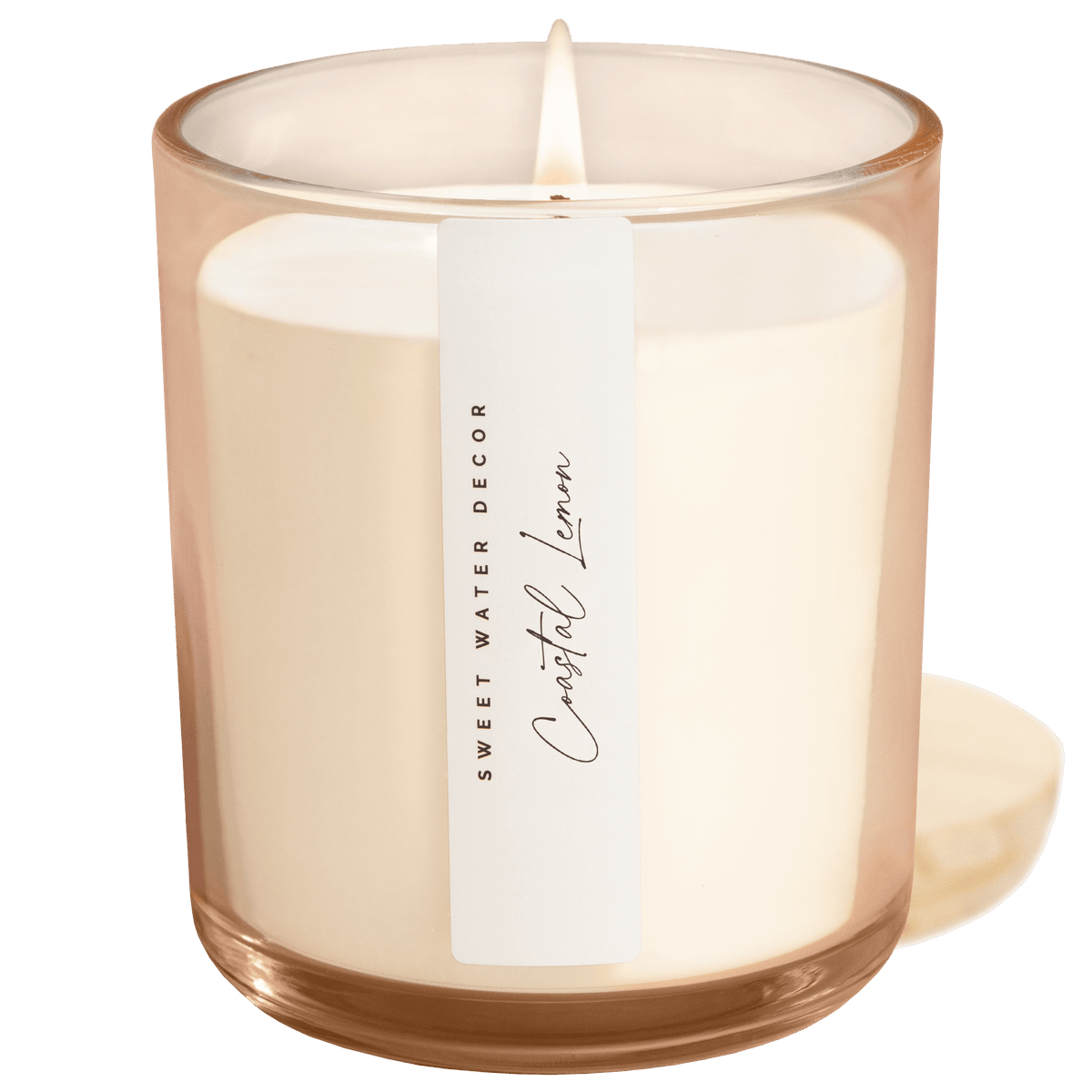 Coastal Lemon Soy Candle - Tinted Glass Jar - 12 oz - Sweet Water Decor