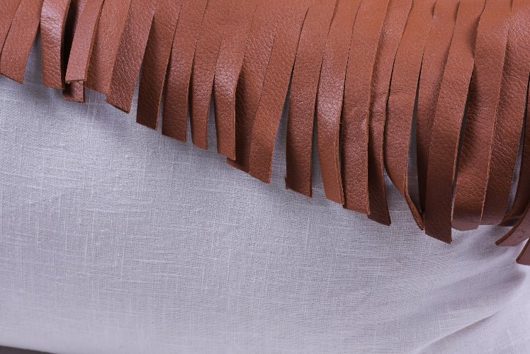 Leather Fringes Pillow - Homelosophy, view 2