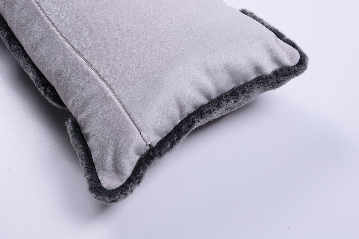Shearling & Leather Lumbar Pillow - Homelosophy, view 7