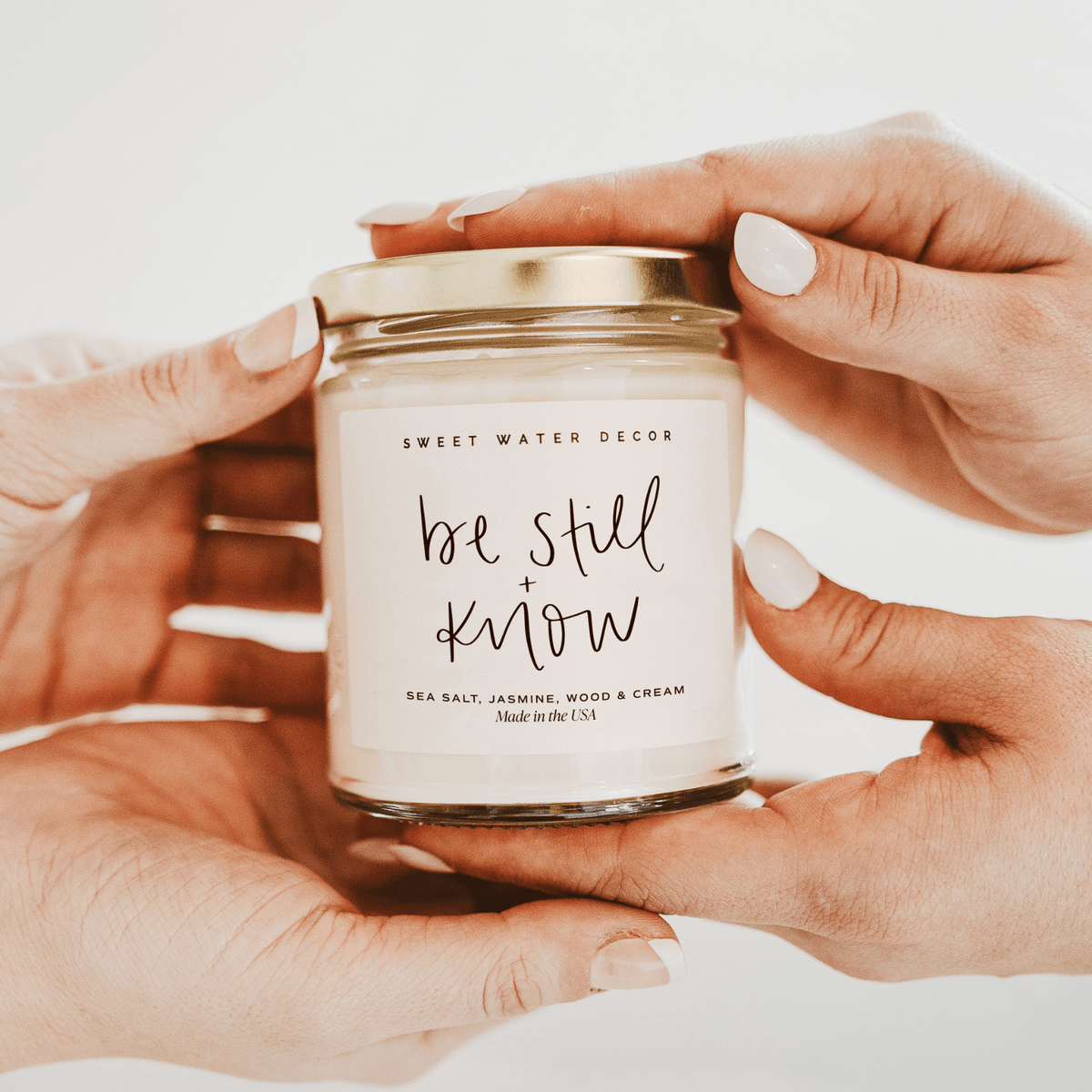 Be Still and Know Soy Candle - Clear Jar - 9 oz (Spa Day) - Sweet Water Decor, view 4