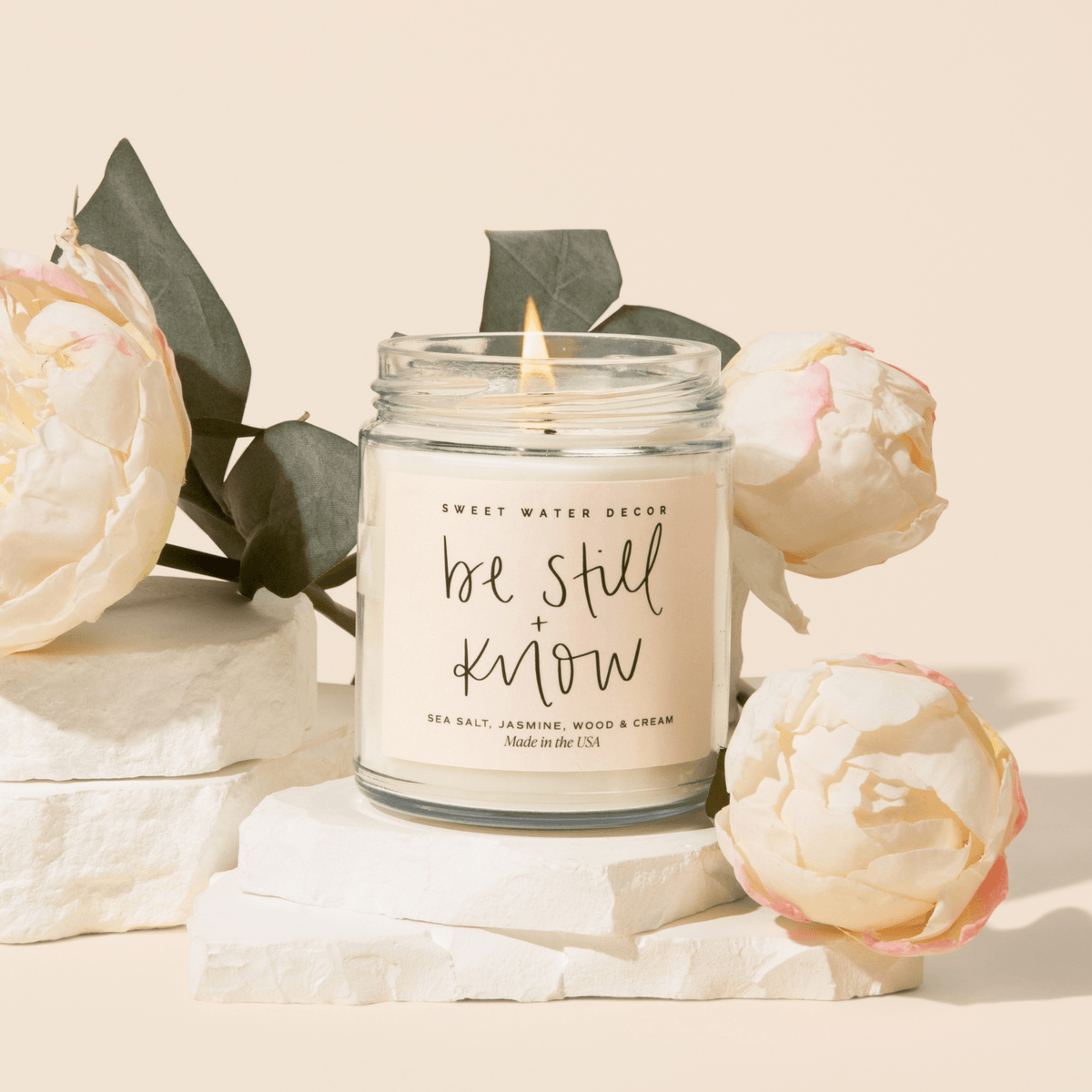 Be Still and Know Soy Candle - Clear Jar - 9 oz (Spa Day) - Sweet Water Decor, view 2