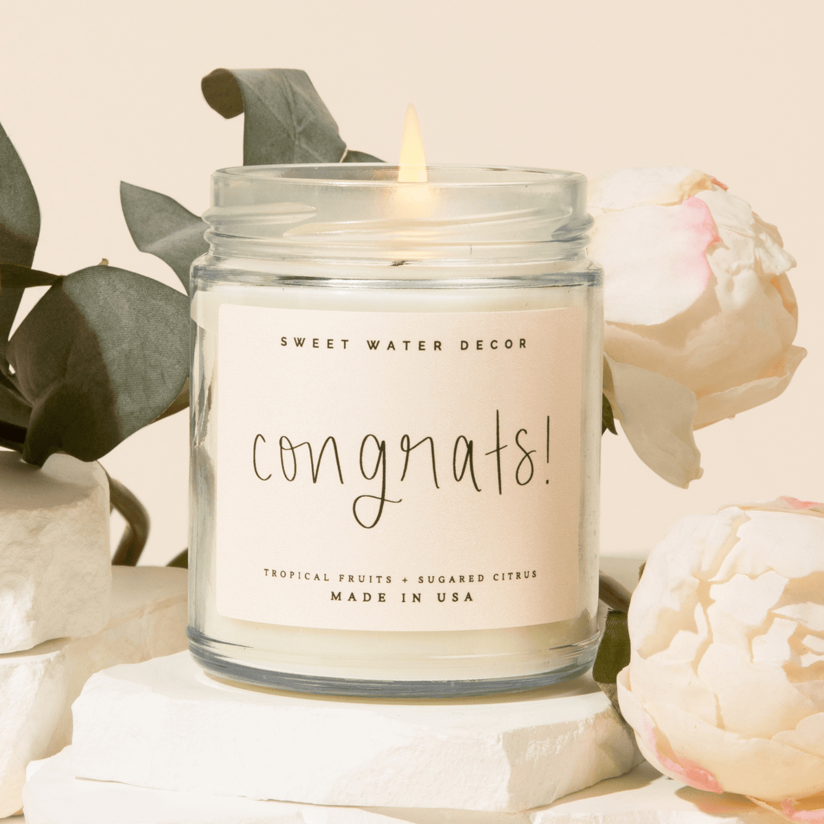 Congrats! Soy Candle - Clear Jar - 9 oz (Island AIr) - Sweet Water Decor, view 4