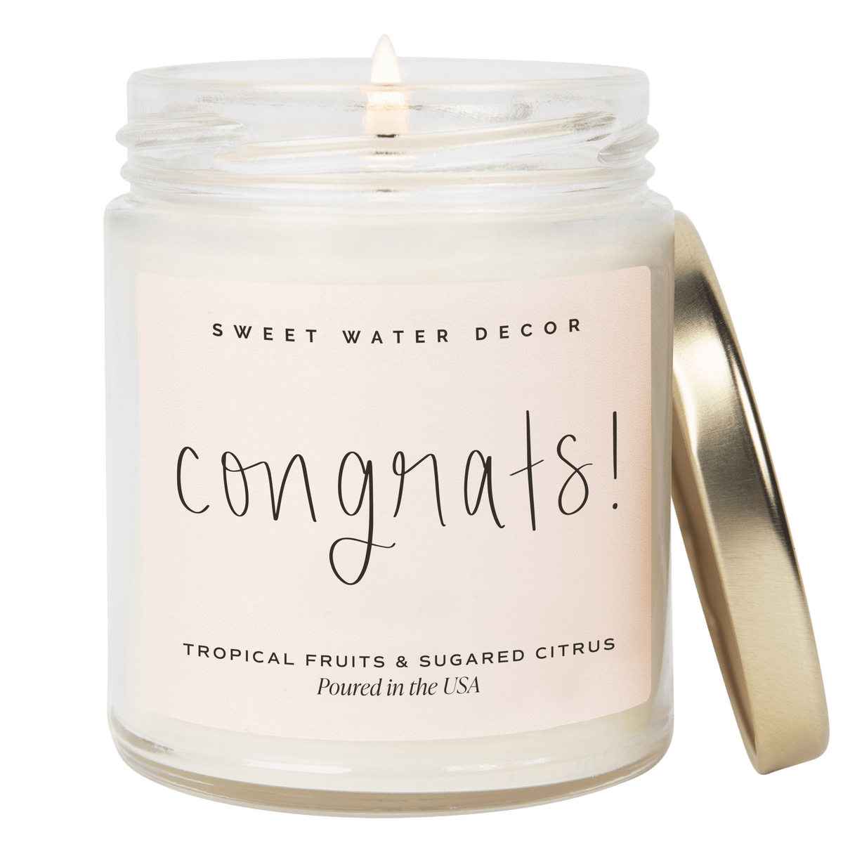 Congrats! Soy Candle - Clear Jar - 9 oz (Island AIr) - Sweet Water Decor