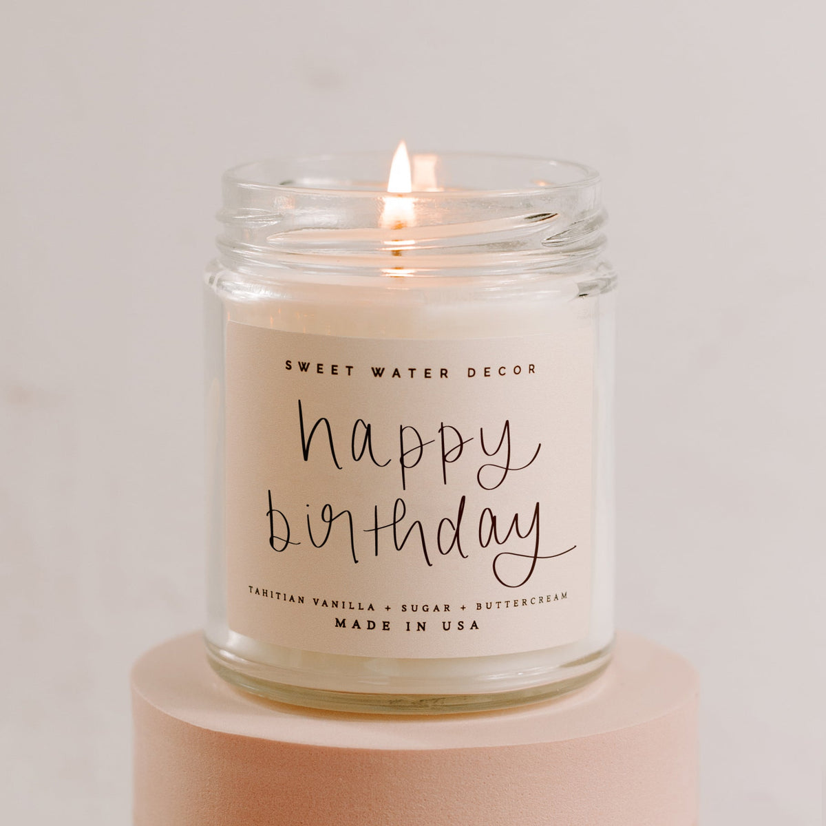 Happy Birthday Soy Candle - Clear Jar - 9 oz - Sweet Water Decor, view 2