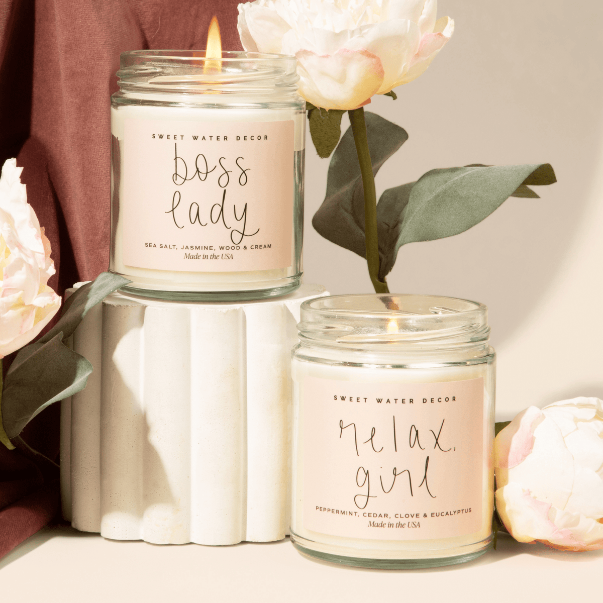 Relax, Girl Soy Candle - Clear Jar - 9 oz (Relaxation) - Sweet Water Decor, view 4