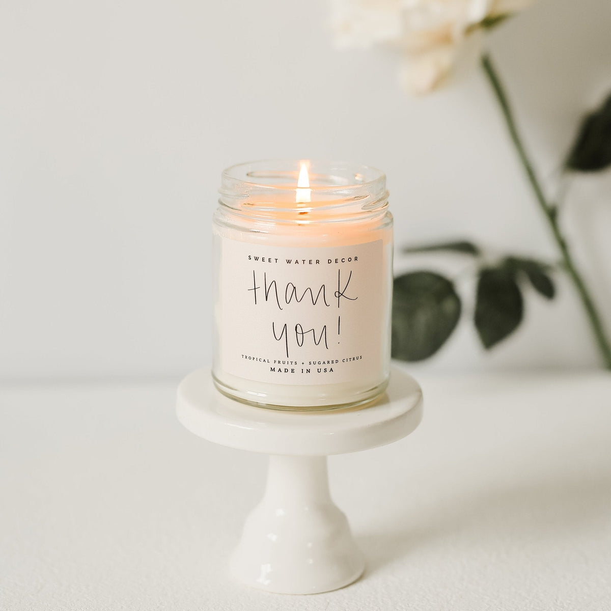 Thank You! Soy Candle - Clear Jar - 9 oz (Island Air) - Sweet Water Decor, view 2