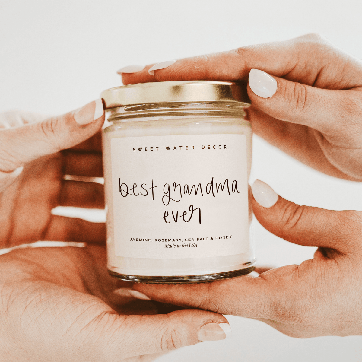 Best Grandma Ever Soy Candle - Clear Jar - 9 oz (Wildflowers and Salt) - Sweet Water Decor, view 2