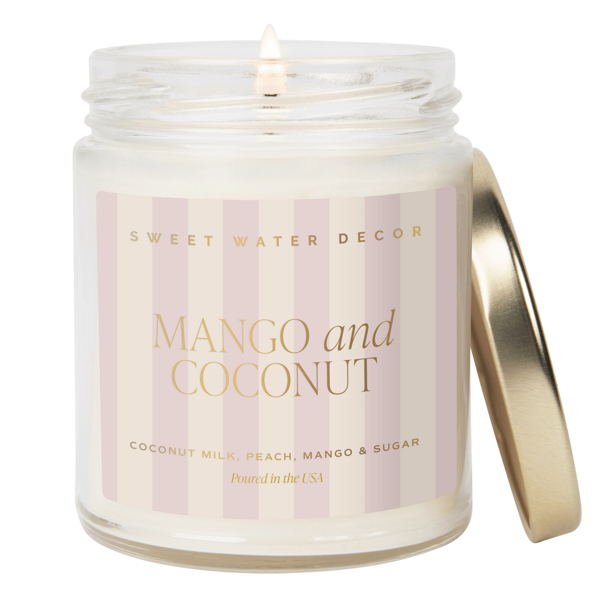 Mango and Coconut Soy Patterned Candle - Clear Jar - 9 oz - Sweet Water Decor
