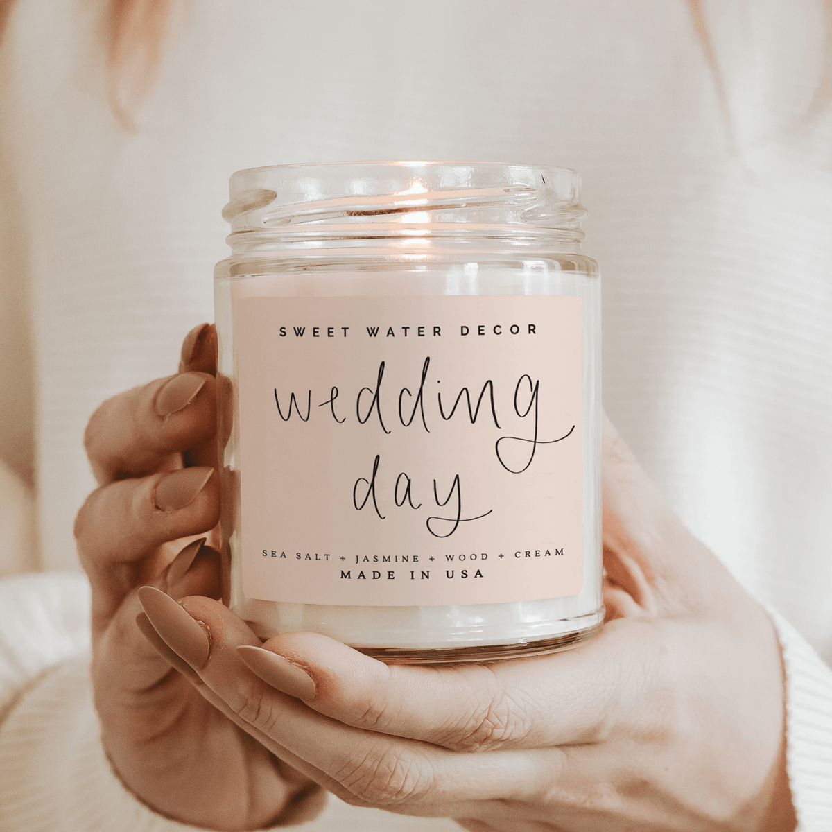 Wedding Day Soy Candle - Clear Jar - 9 oz (Spa Day) - Sweet Water Decor, view 3
