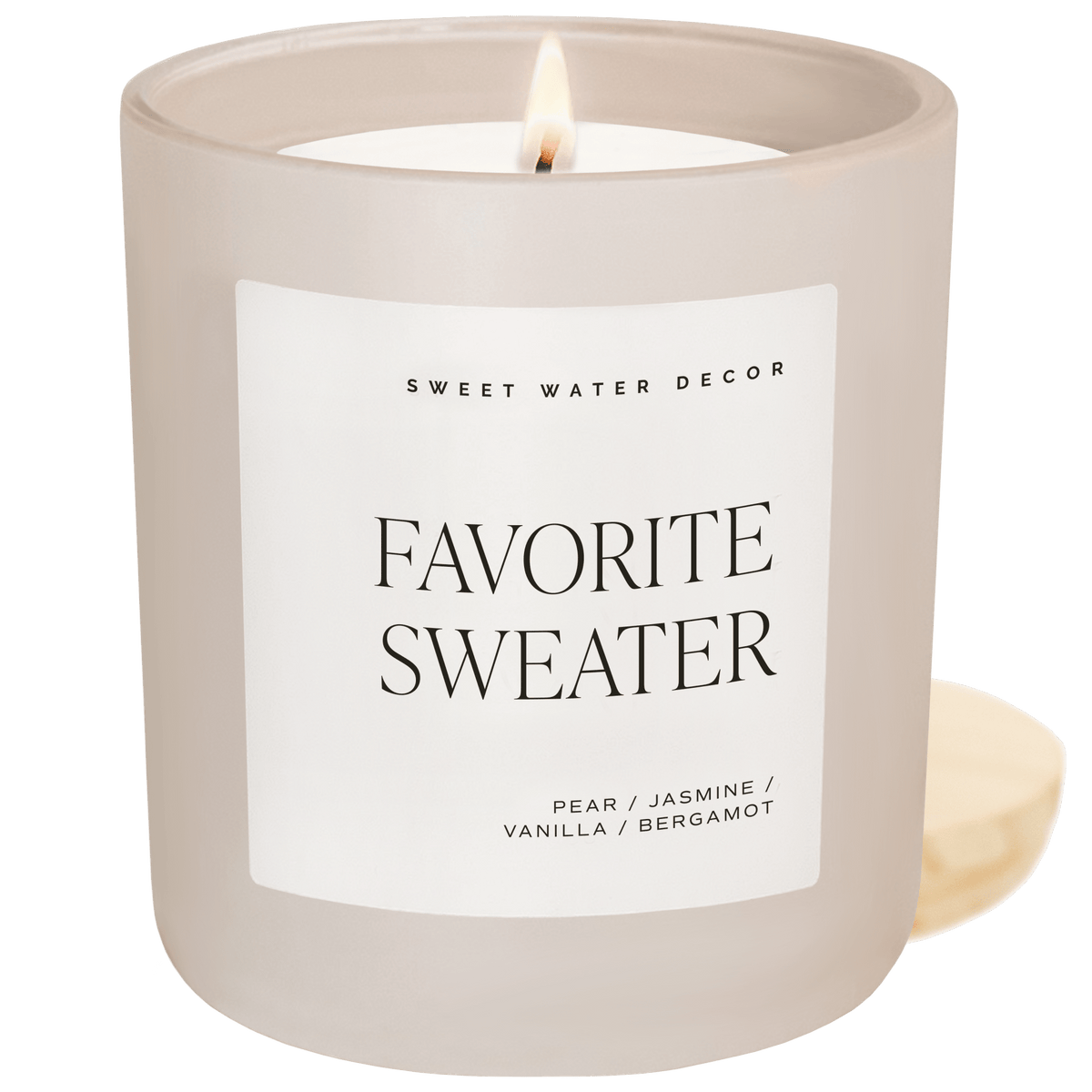 Favorite Sweater Soy Candle - Tan Matte Jar - 15 oz (Cashmere and Vanilla) - Sweet Water Decor