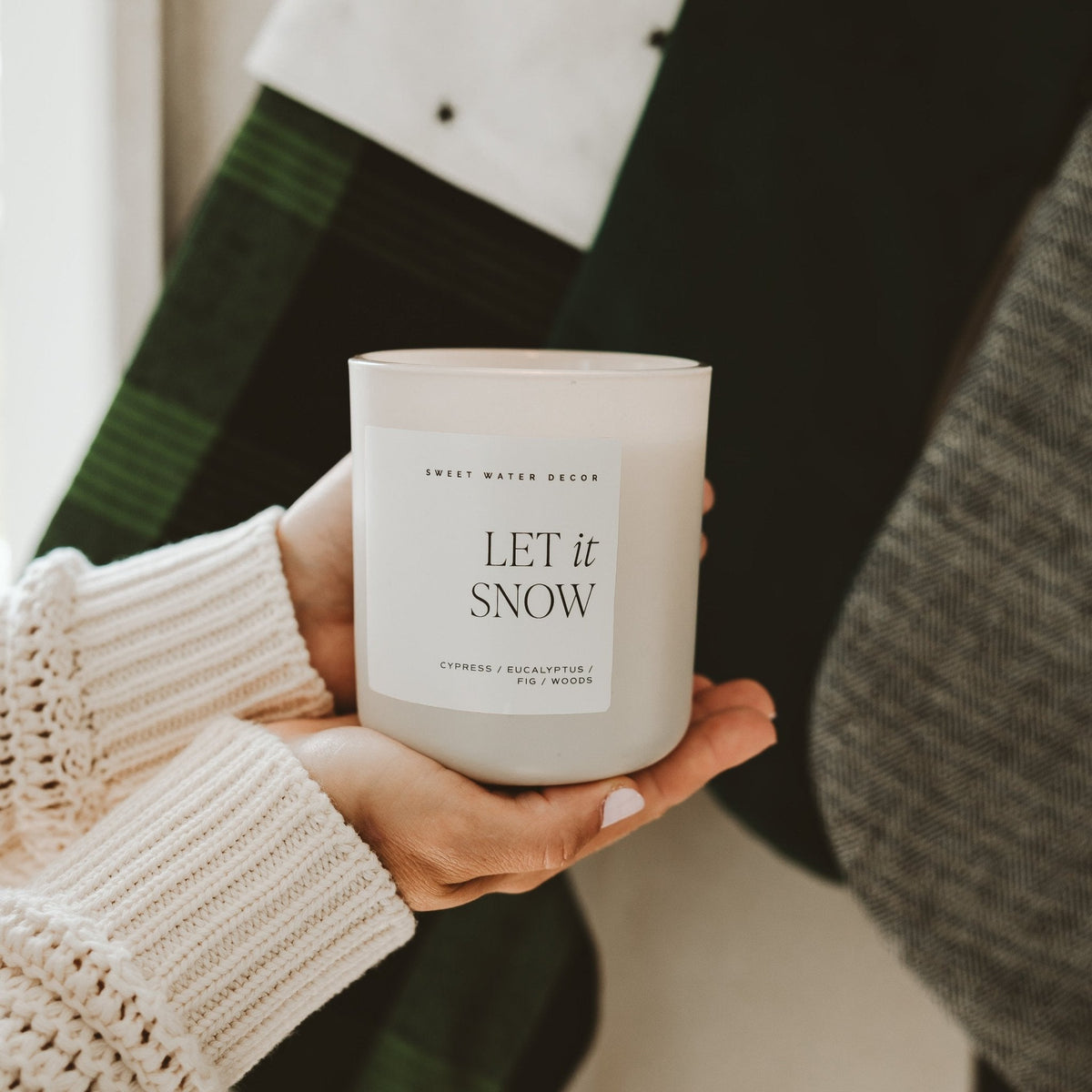 Let It Snow Soy Candle - Tan Matte Jar - 15 oz - Sweet Water Decor, view 4