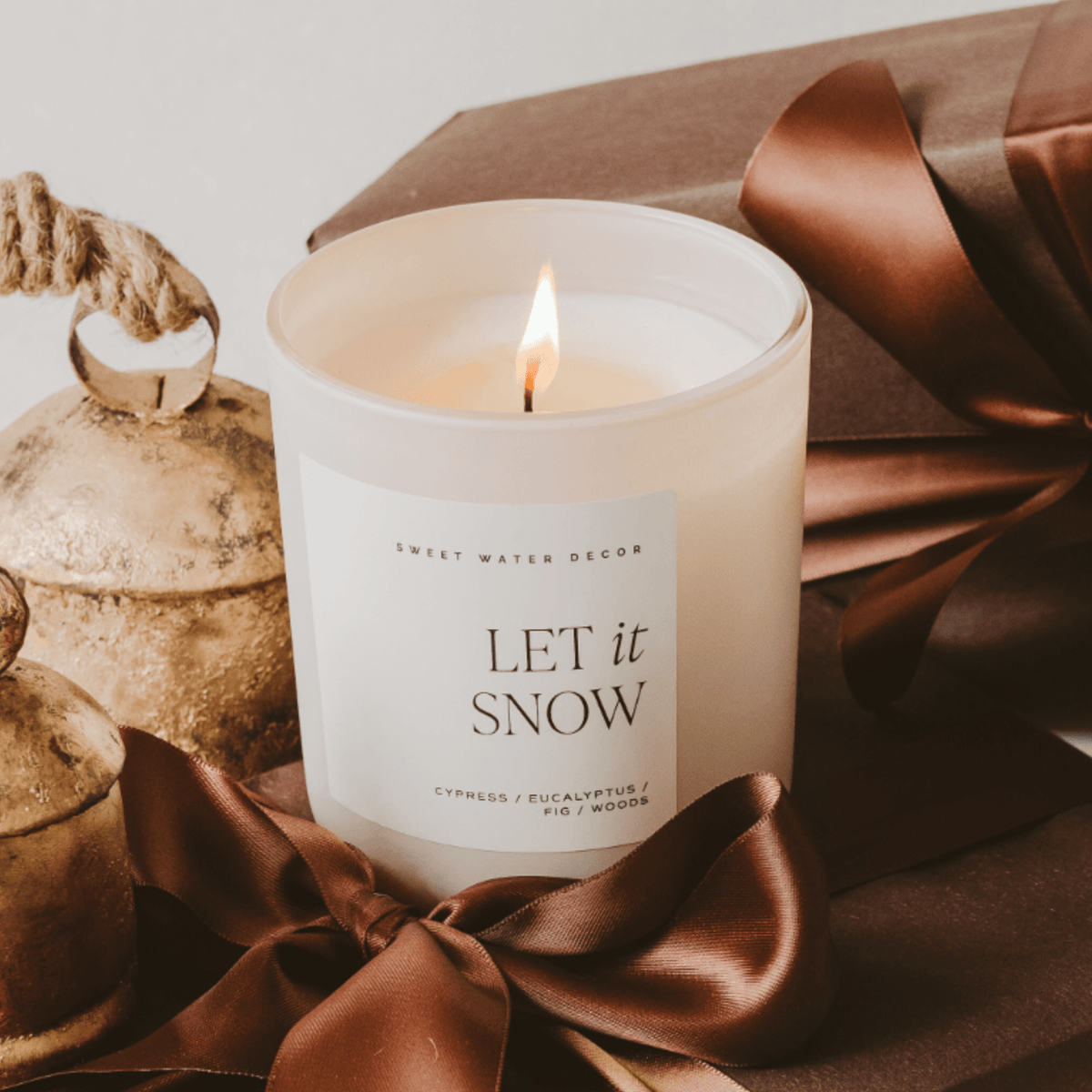 Let It Snow Soy Candle - Tan Matte Jar - 15 oz - Sweet Water Decor, view 2