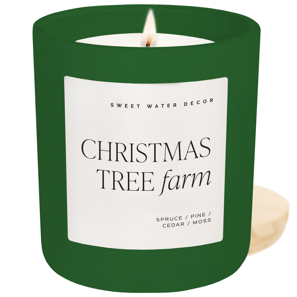 Christmas Tree Farm Soy Candle - Green Matte Jar - 15 oz - Sweet Water Decor