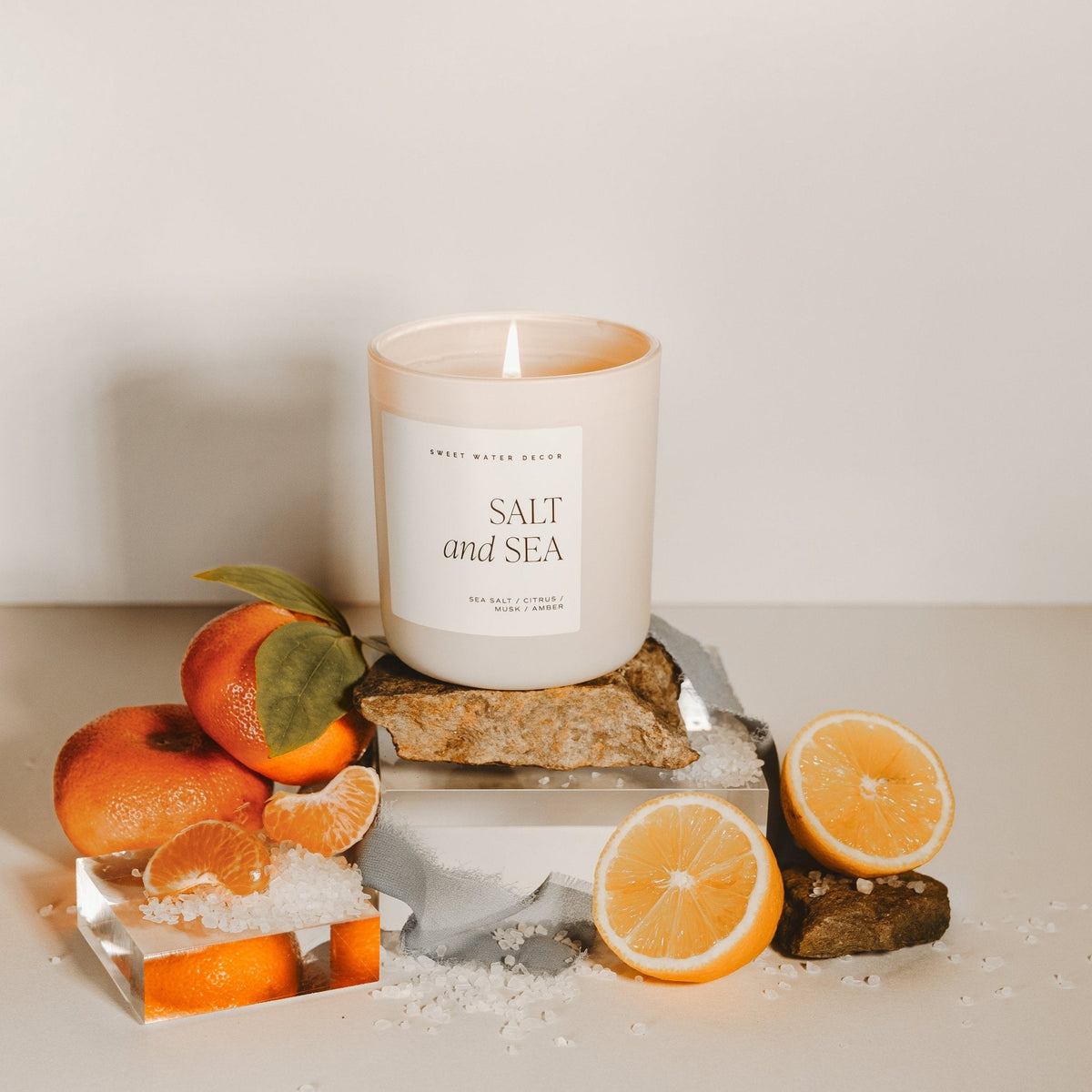 Salt and Sea Soy Candle - Tan Matte Jar - 15 oz - Sweet Water Decor, view 5