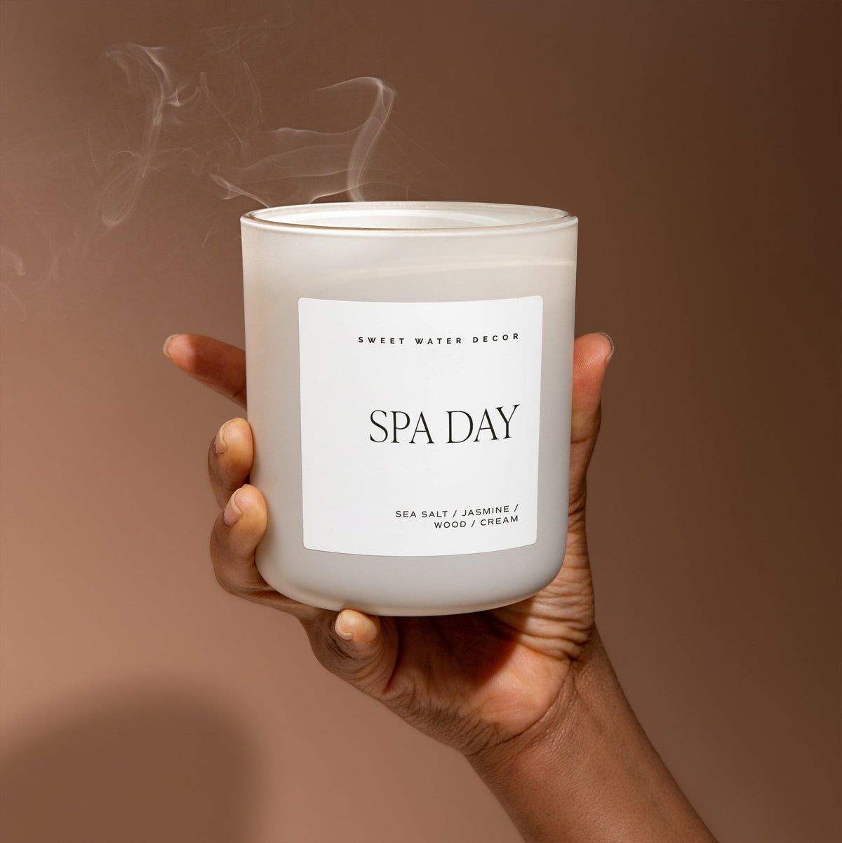 Spa Day Soy Candle - Tan Matte Jar - 15 oz - Sweet Water Decor, view 5