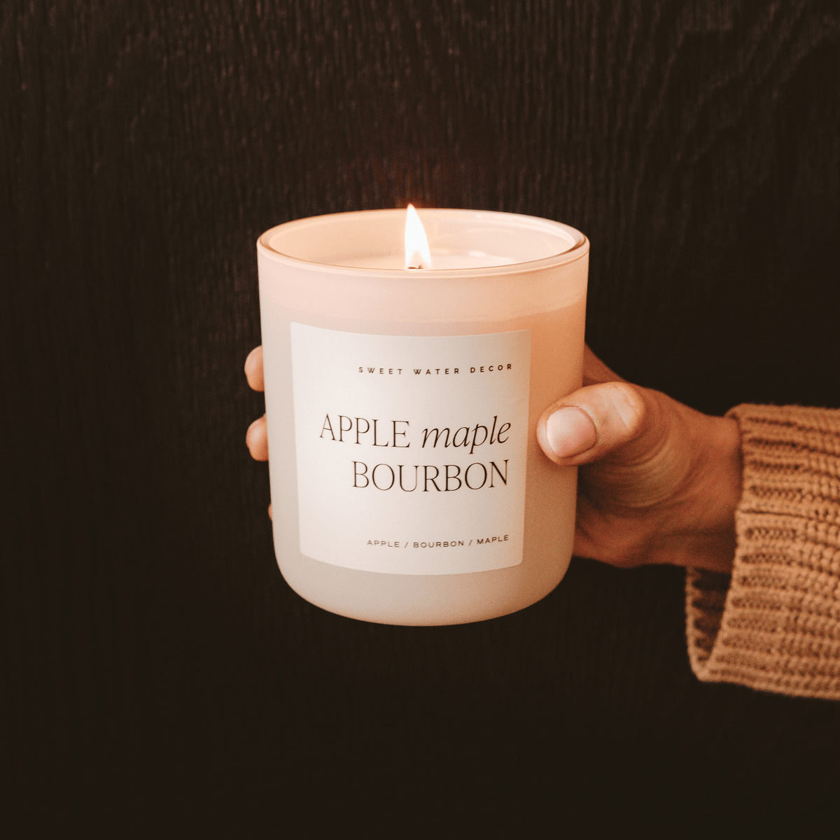 Apple Maple Bourbon Soy Candle - Tan Matte Jar - 15 oz (Sunday Brunch) - Sweet Water Decor, view 2