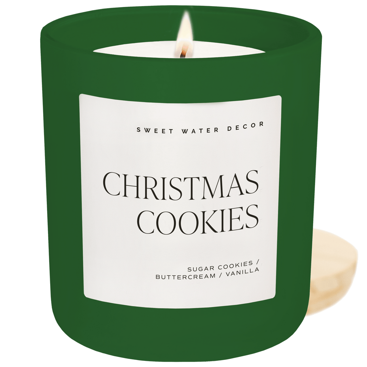 Christmas Cookies Soy Candle - Green Matte Jar - 15 oz (Sugar Cookies) - Sweet Water Decor
