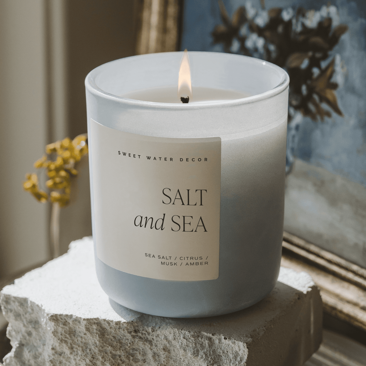 Salt and Sea Soy Candle - Blue Matte Jar - 15 oz - Sweet Water Decor, view 2