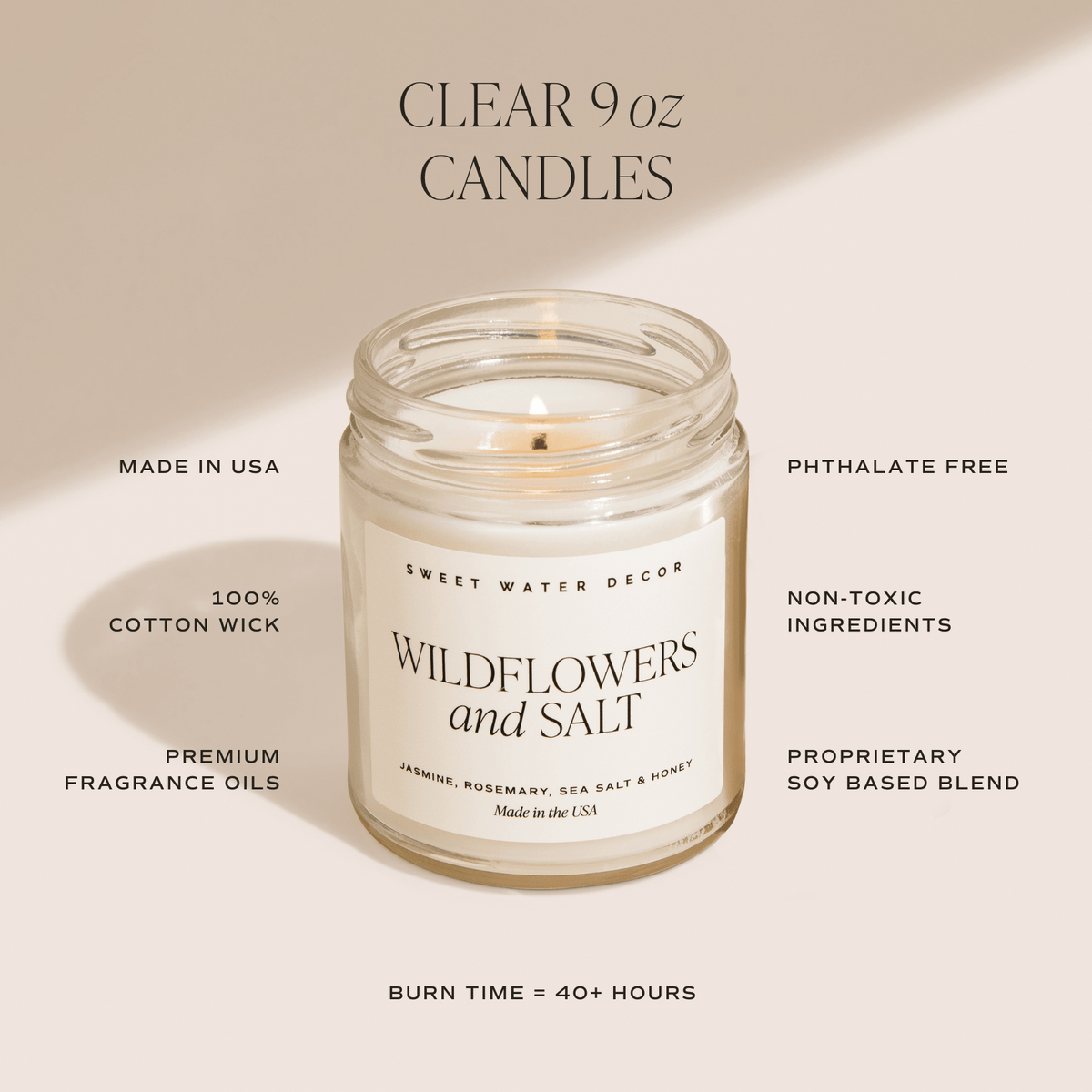 Spa Day Soy Candle - Clear Jar - 9 oz - Sweet Water Decor, view 5