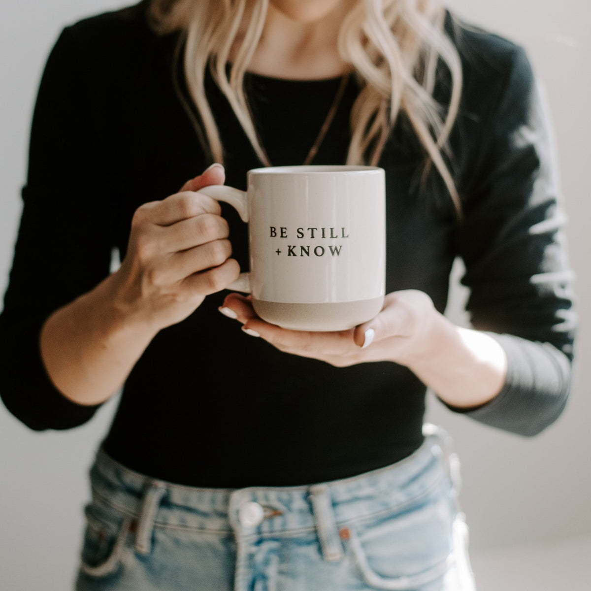 Be Still and Know 14 oz Stoneware Coffee Mug - Sweet Water Decor, view 4