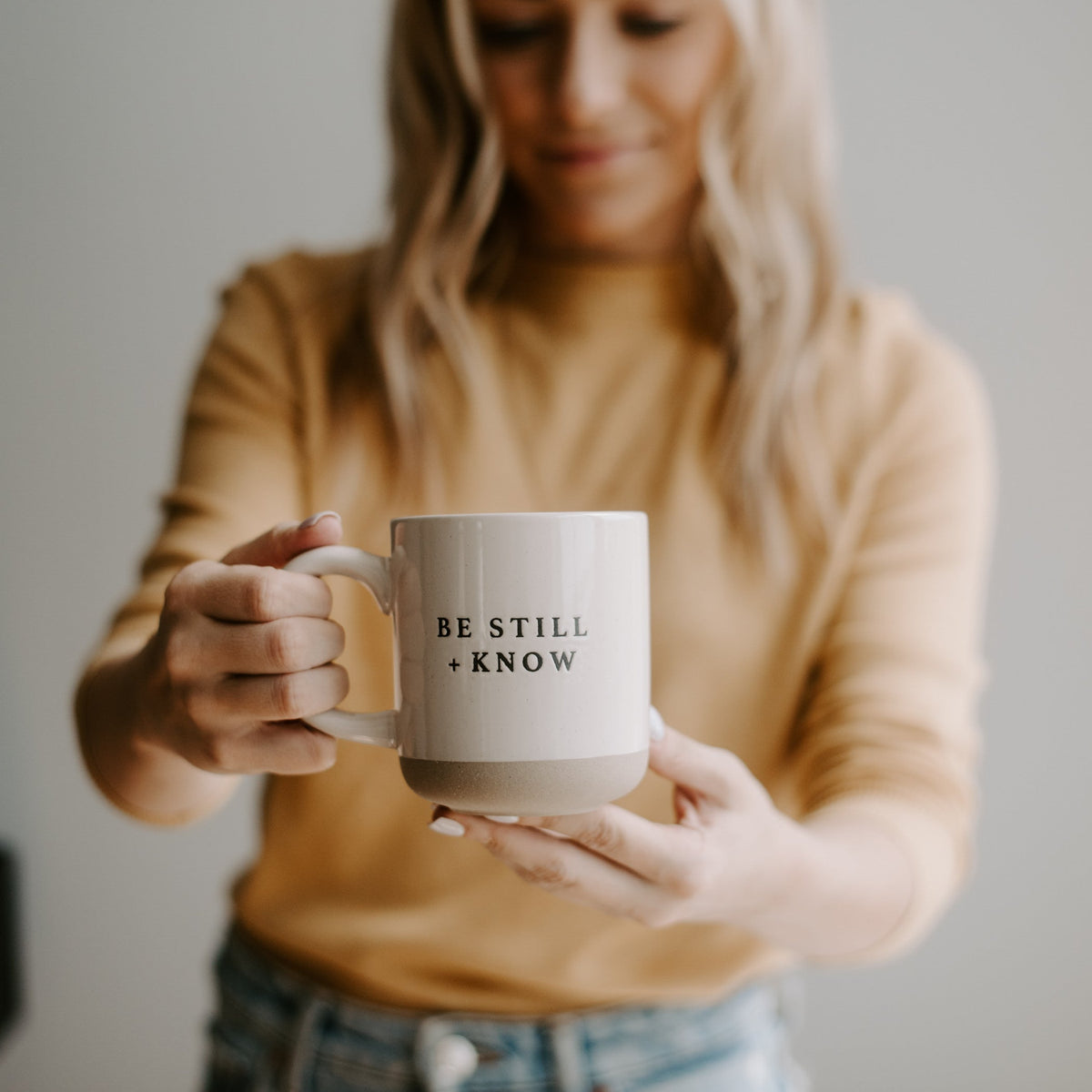 Be Still and Know 14 oz Stoneware Coffee Mug - Sweet Water Decor, view 3