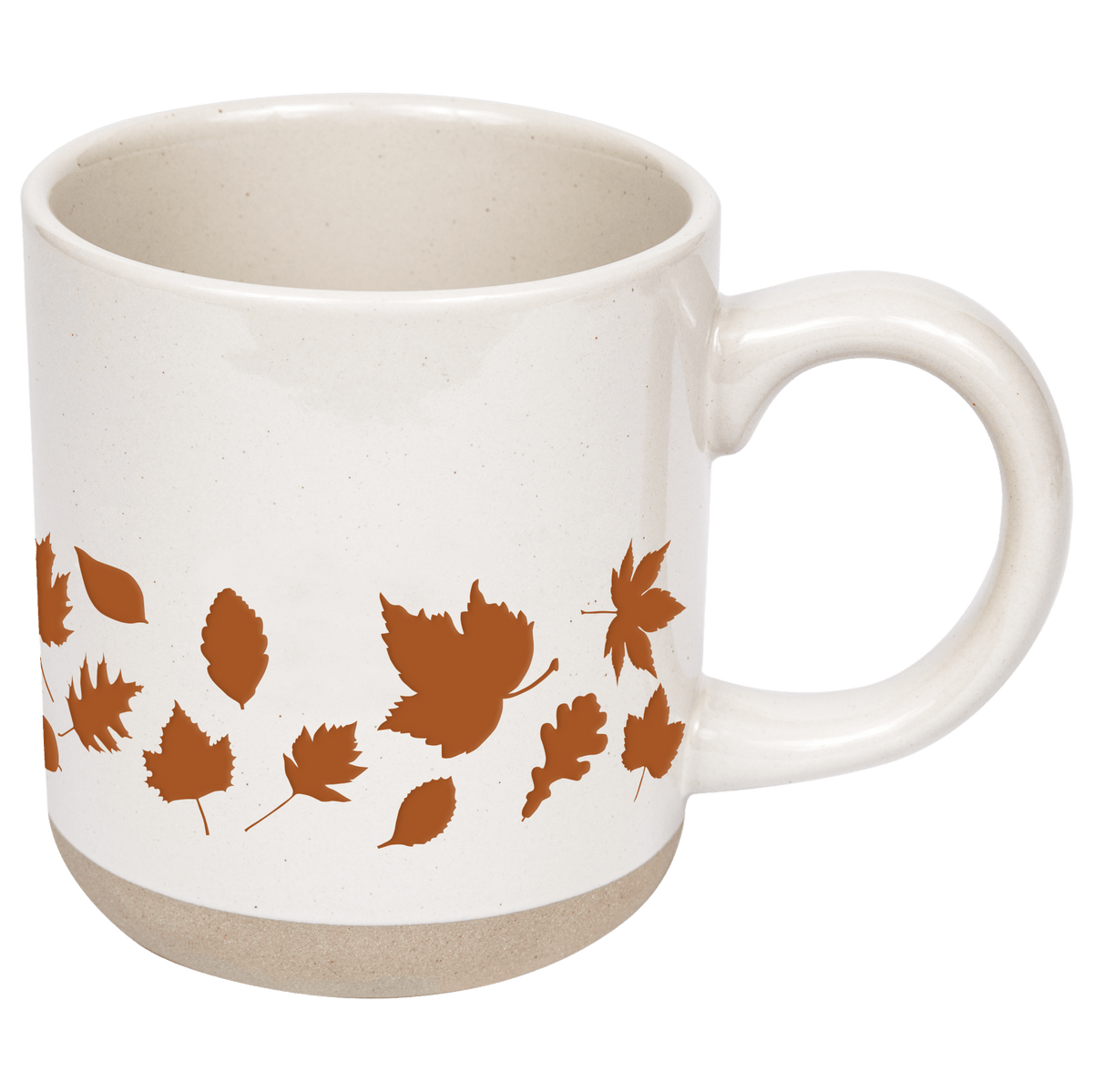 Orange Leaves 14 oz Cream Stoneware Coffee Mug - Sweet Water Decor