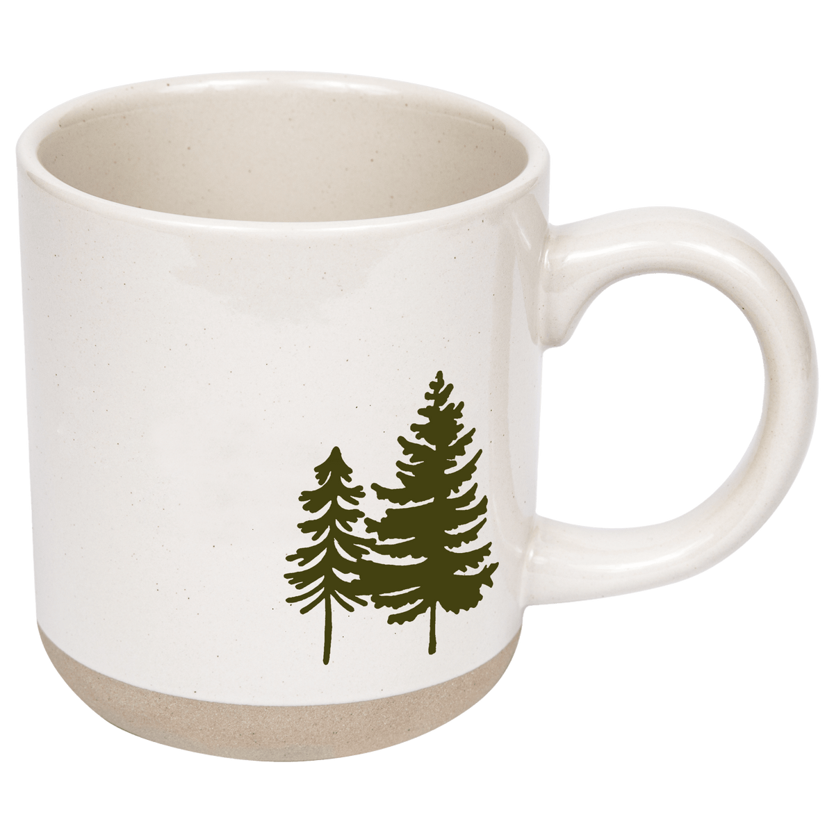 Green Trees 14 oz Cream Stoneware Coffee Mug - Sweet Water Decor