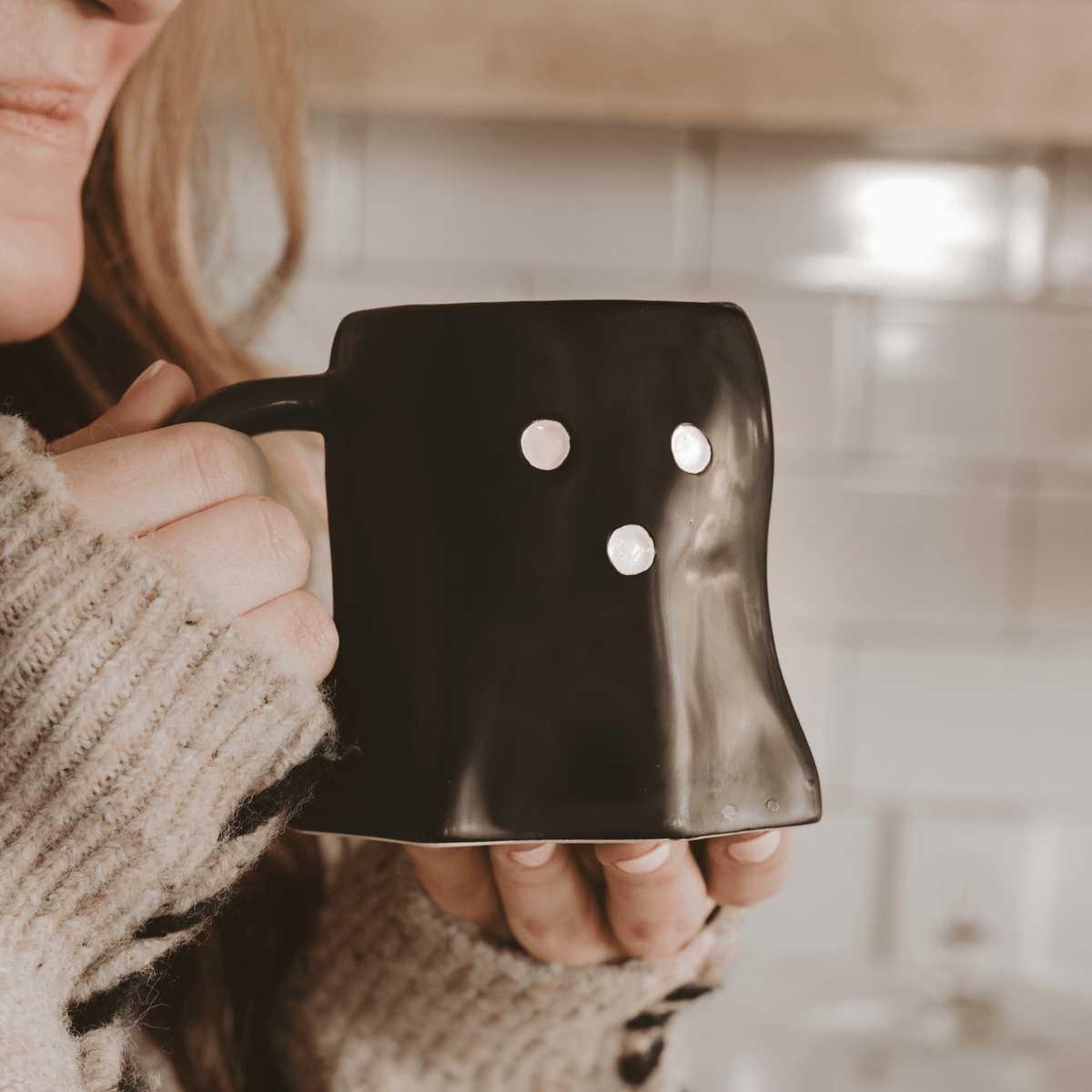 Black Ghost 12 oz Figural Coffee Mug - Sweet Water Decor, view 6