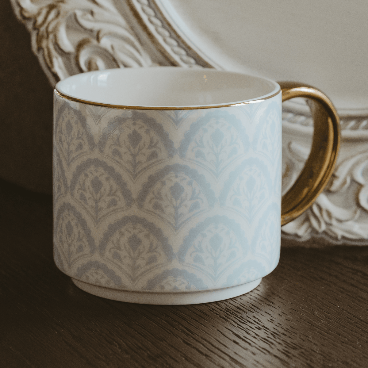 Blue Fan Quilt 14 oz Coffee Mug - Sweet Water Decor, view 2