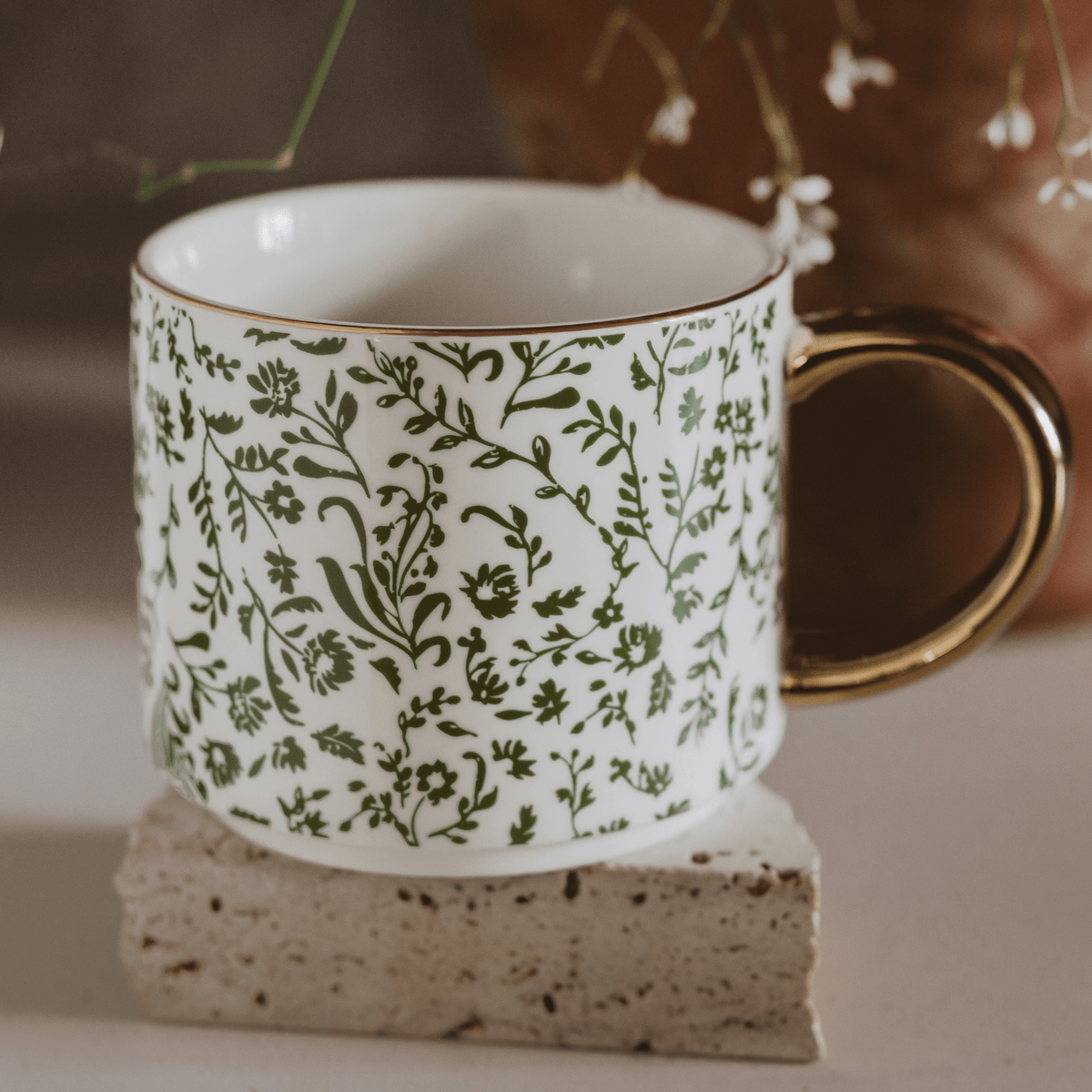 Green Ditsy Floral 14 oz Coffee Mug - Sweet Water Decor, view 2