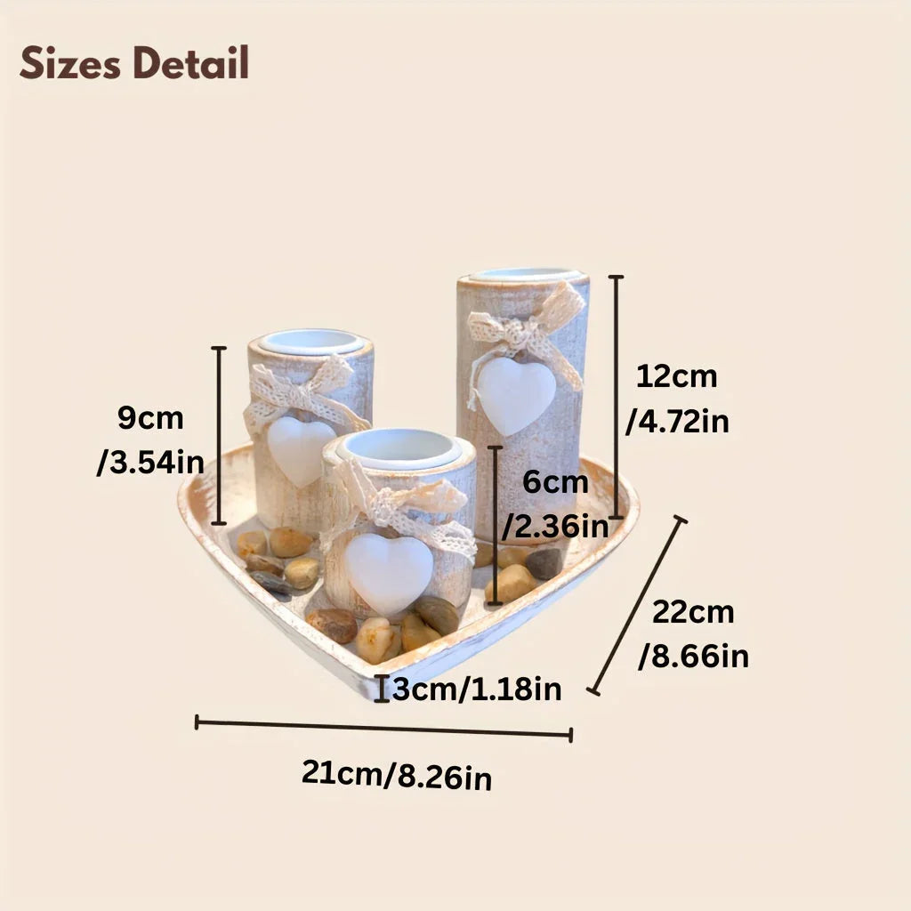 Candle Holder - Wooden White Set