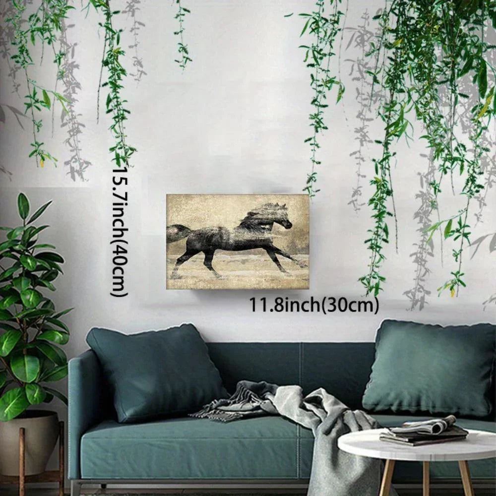 Canvas Art - Galloping Horse Wooden Large