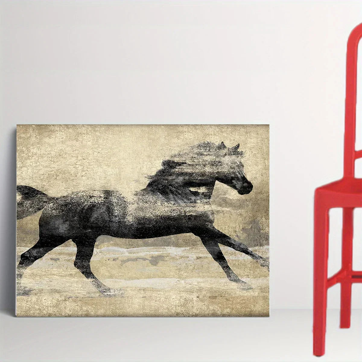 Canvas Art - Galloping Horse Wooden Large