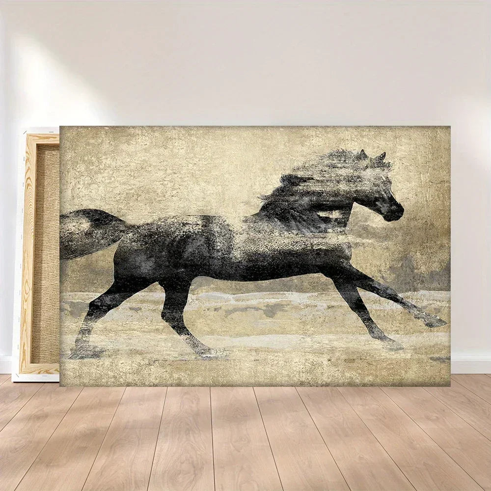 Canvas Art - Galloping Horse Wooden Large
