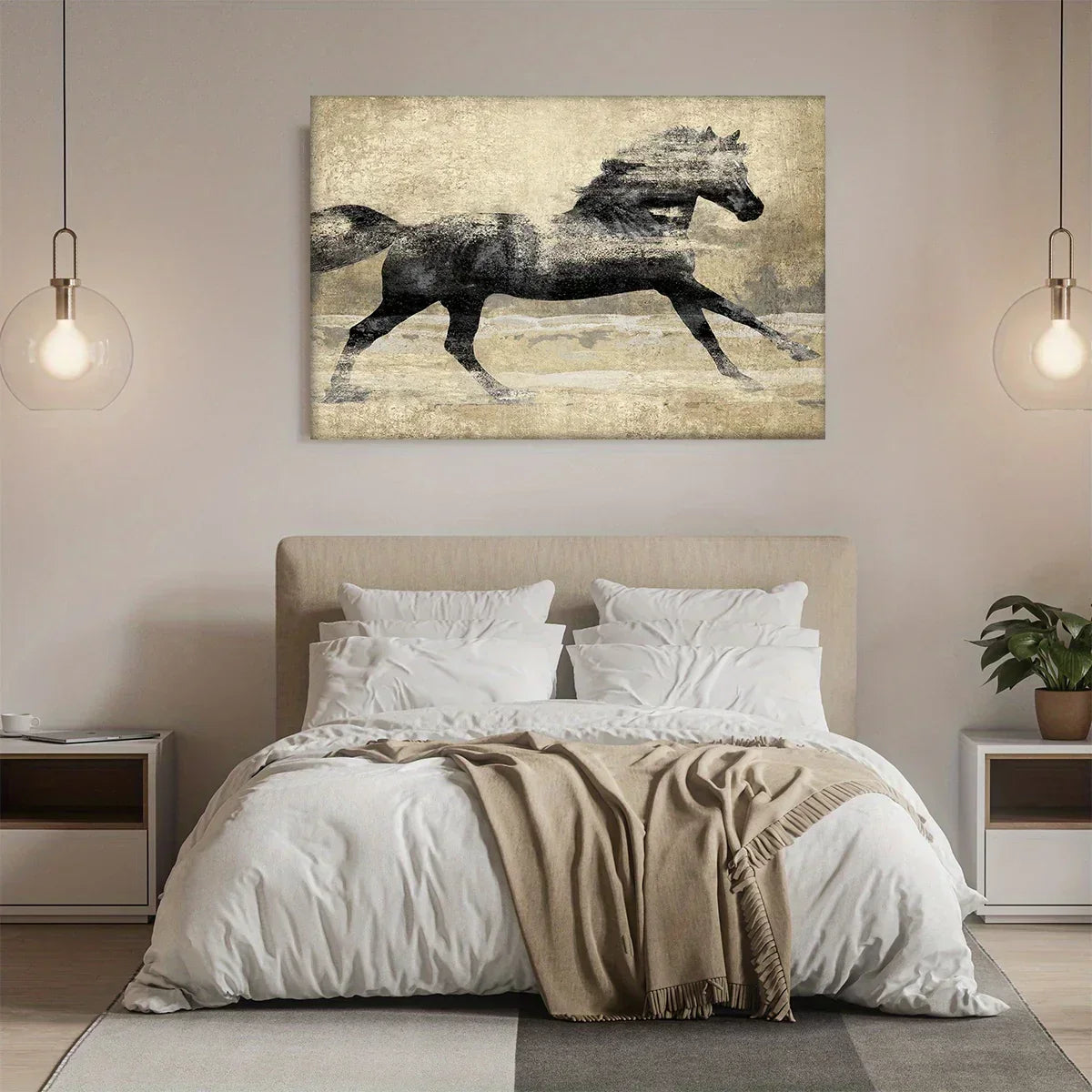 Canvas Art - Galloping Horse Wooden Large
