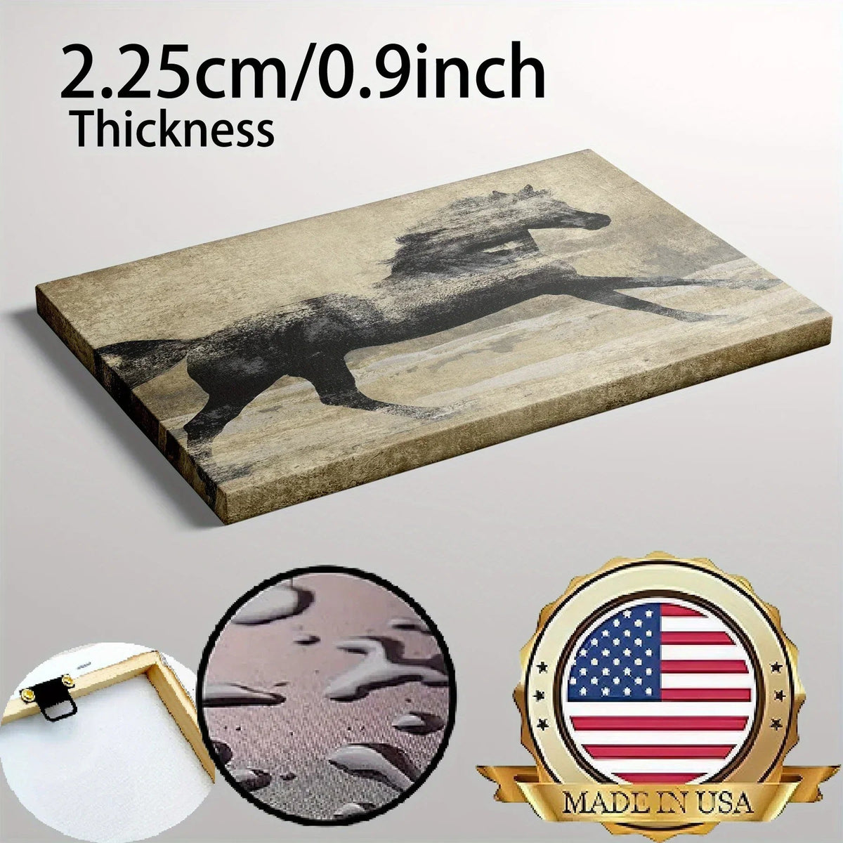 Canvas Art - Galloping Horse Wooden Large