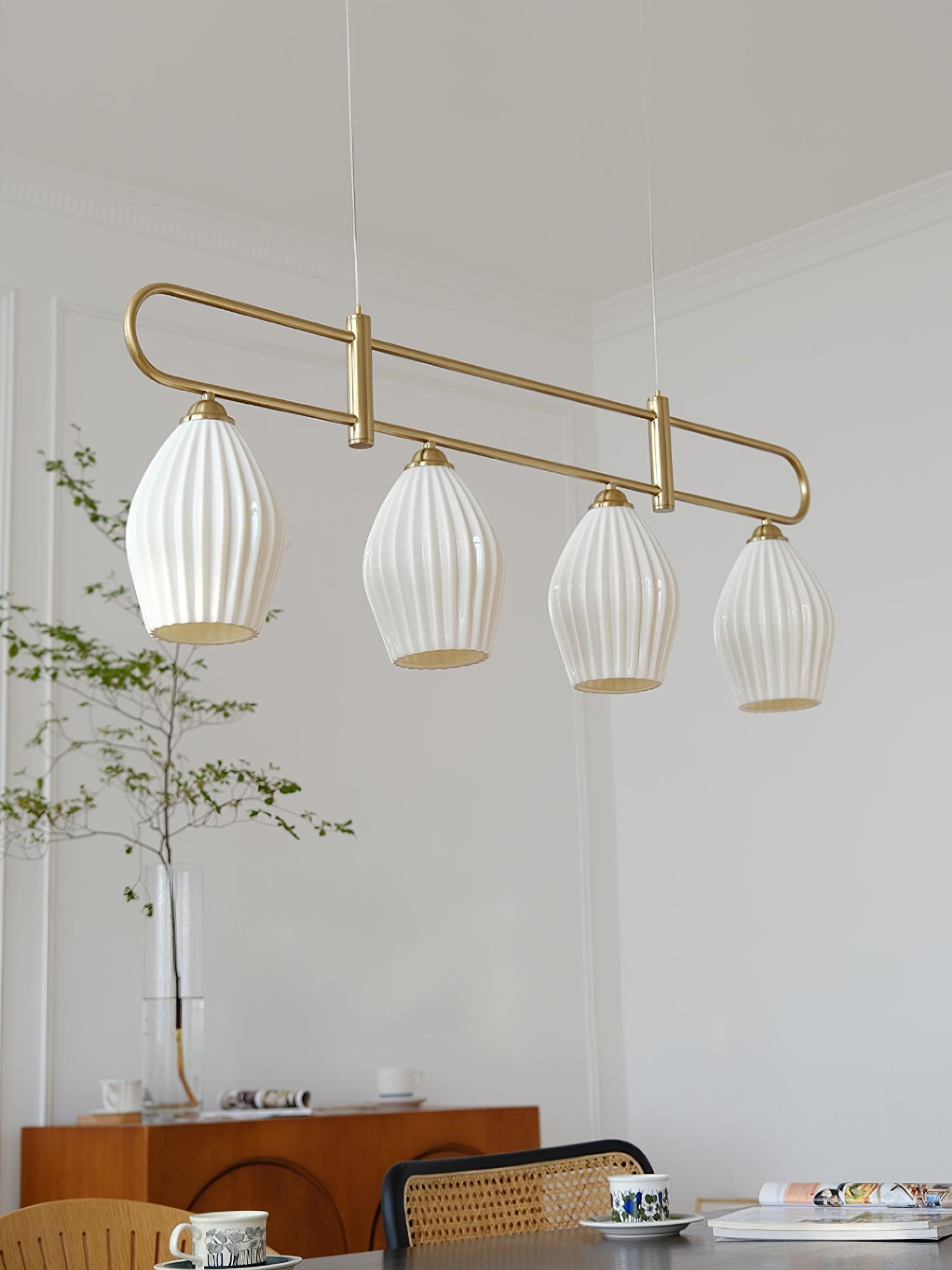 Ceramic Ribbed Pendnat Light