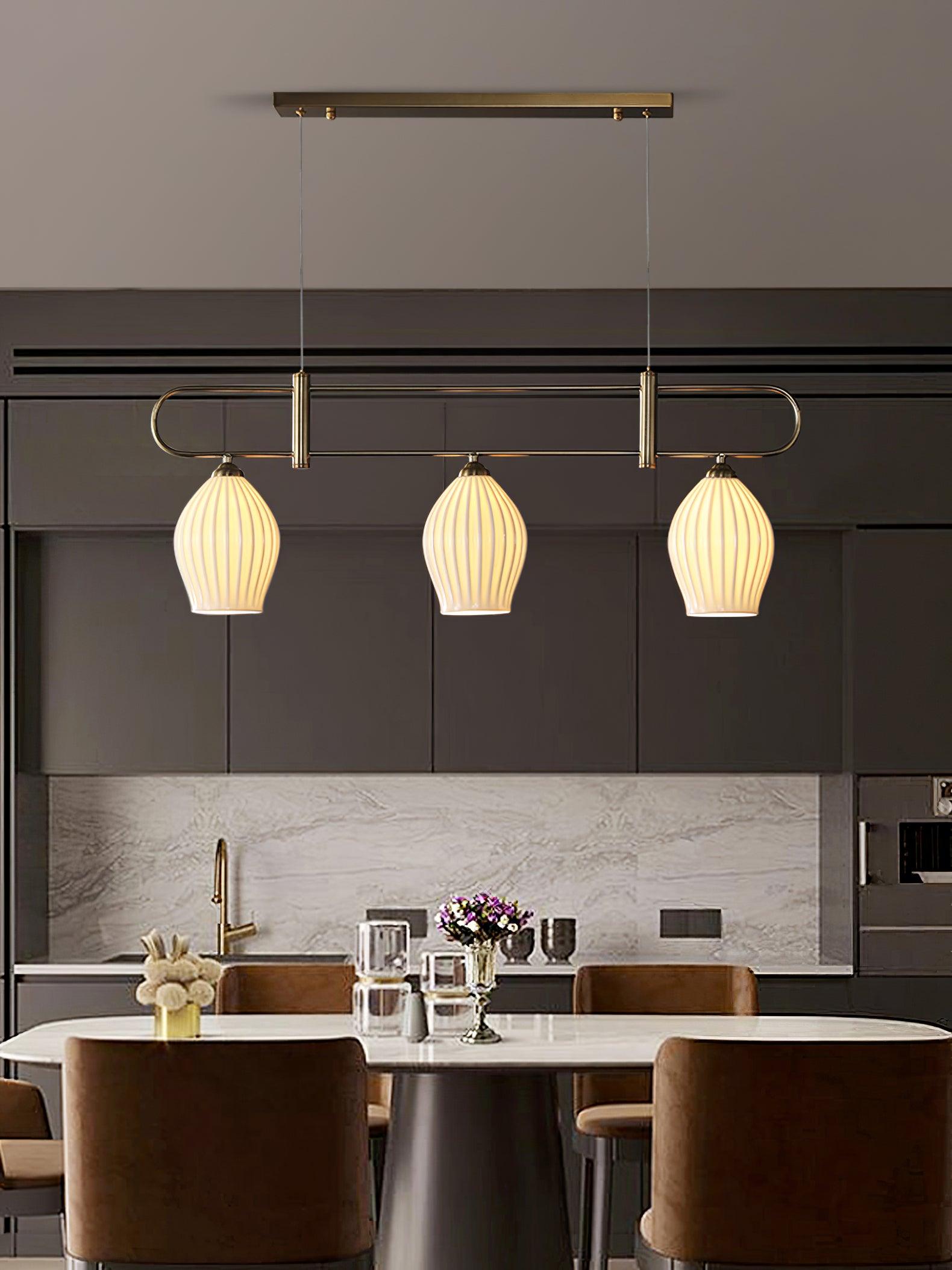 Ceramic Ribbed Pendnat Light