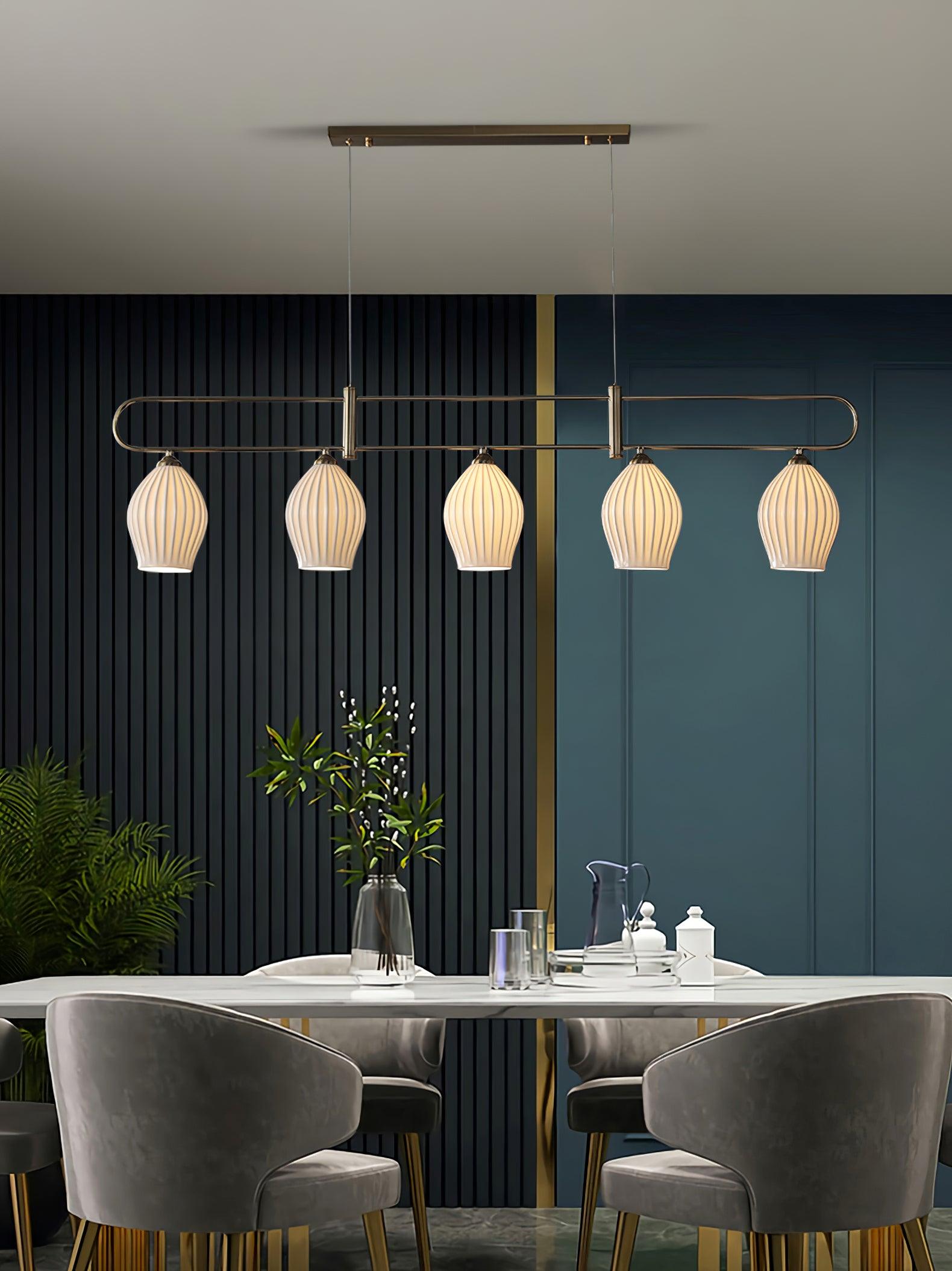 Ceramic Ribbed Pendnat Light