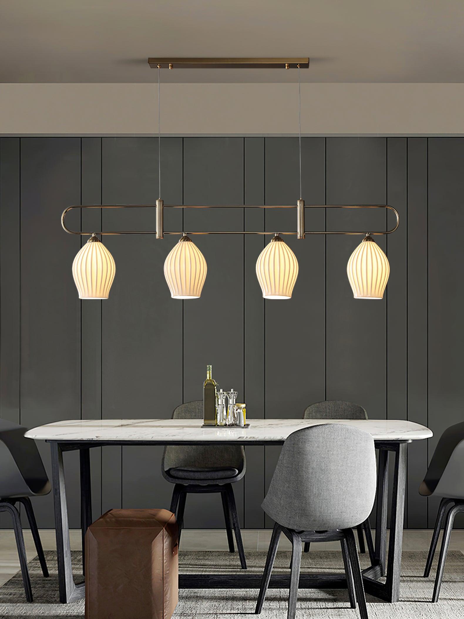 Ceramic Ribbed Pendnat Light