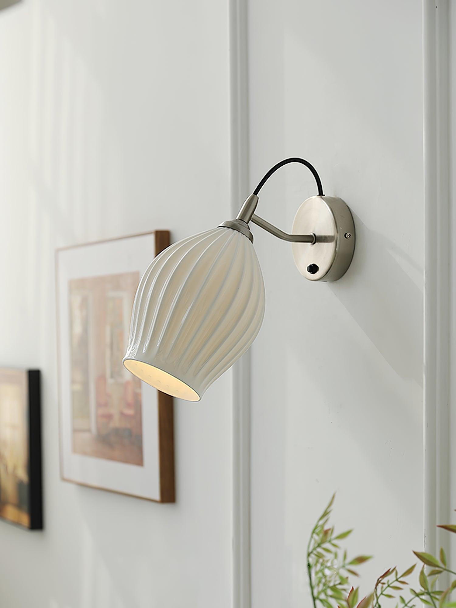 Ceramic Ribbed Wall Light 5.3"