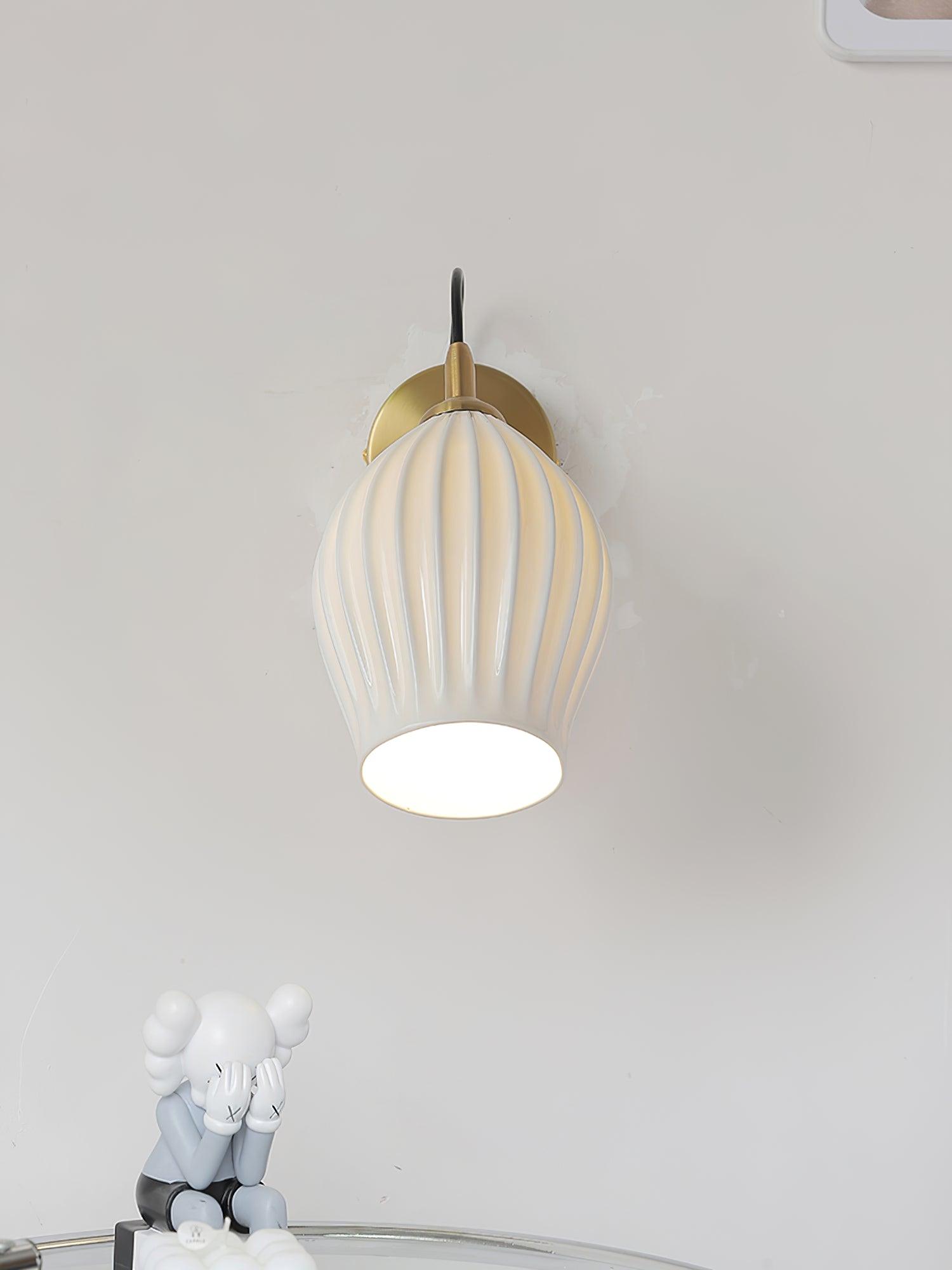 Ceramic Ribbed Wall Light 5.3"