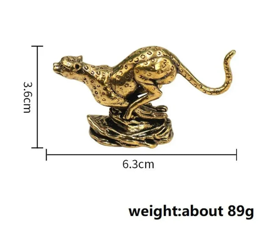 Cheetah Figurine Gold Metallic Running Sculpture for Wildlife Lovers