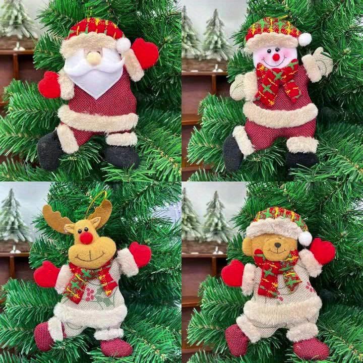 Christmas Tree Ornaments Set - 12pcs Figures with Red & Golden Accents