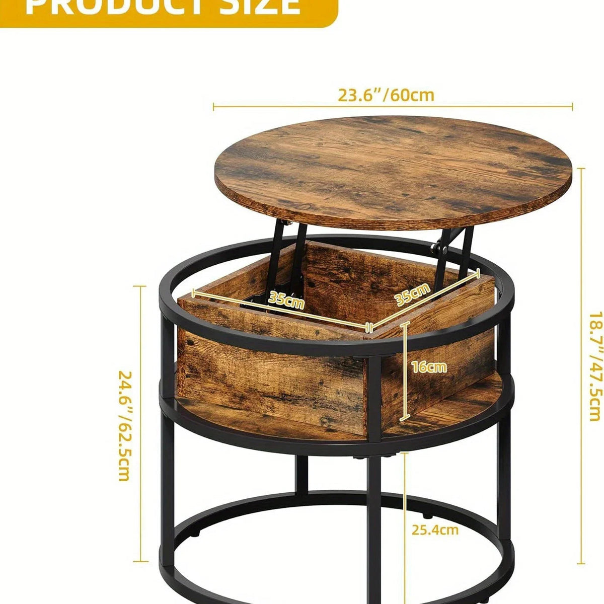 Coffee Table - Adjustable Black 60cm — House of Avana, view 3 of 14
